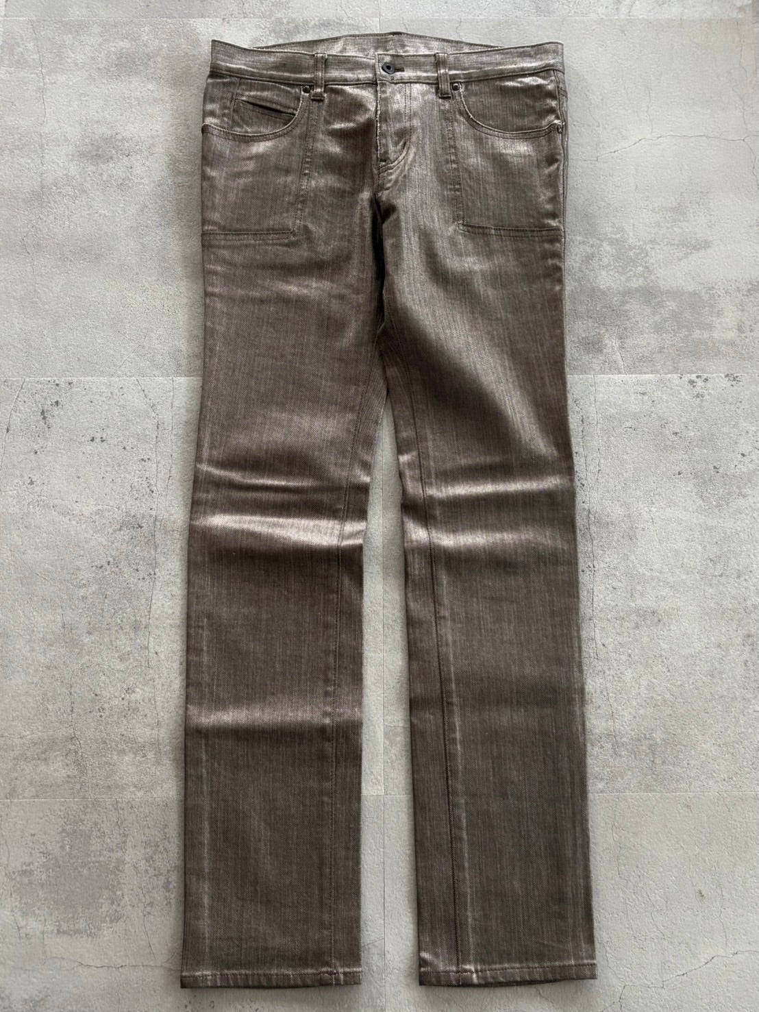 ABAHOUSE Coated Brown Straight Pants