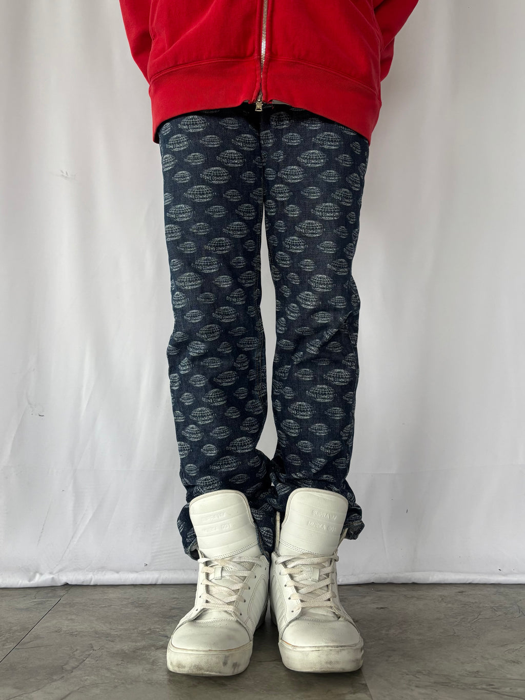 OZONE ROCK 2000s All Over Print Denim