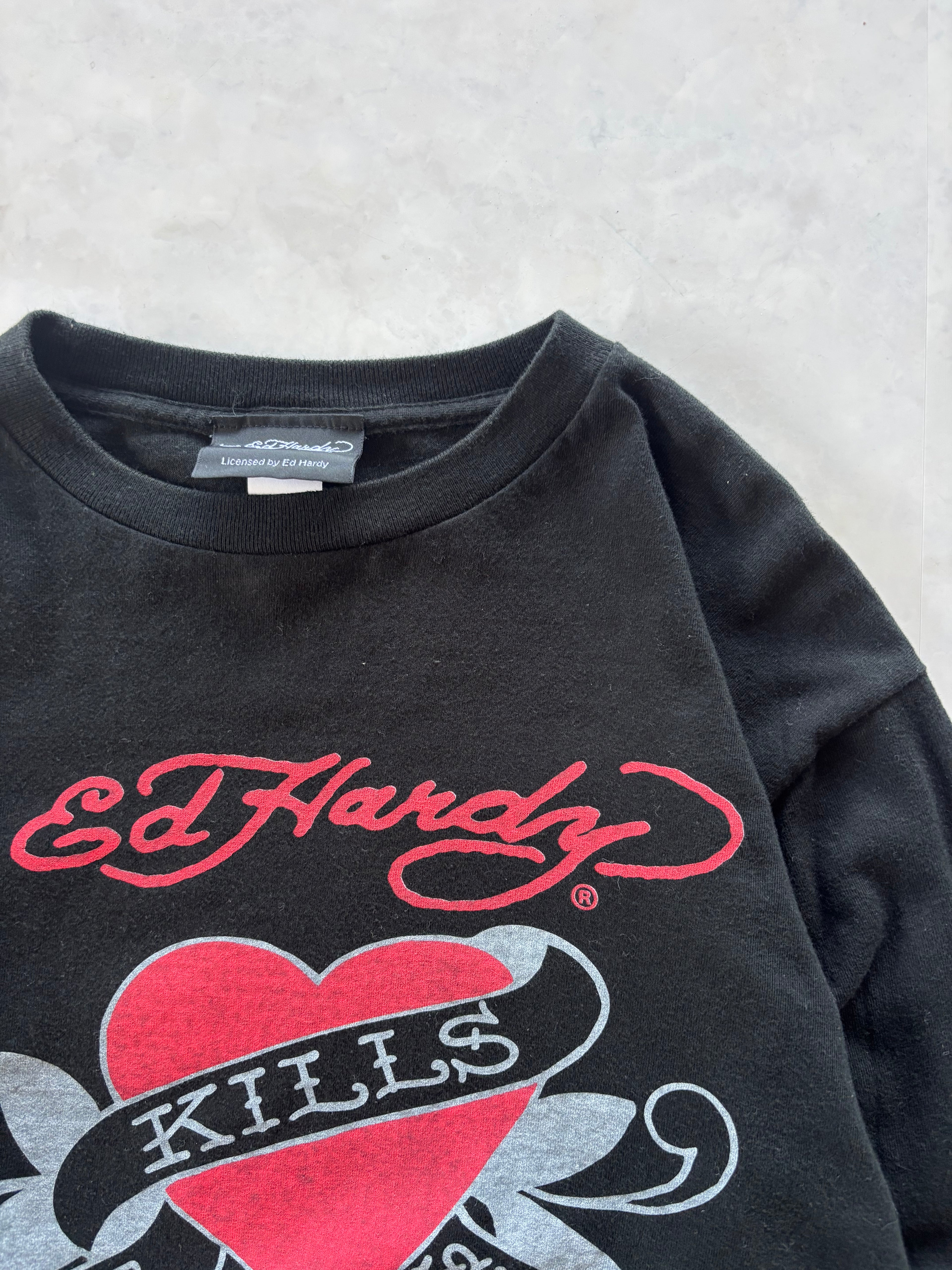 ED HARDY Love Kills Slowly Skull Long Sleeve Tee