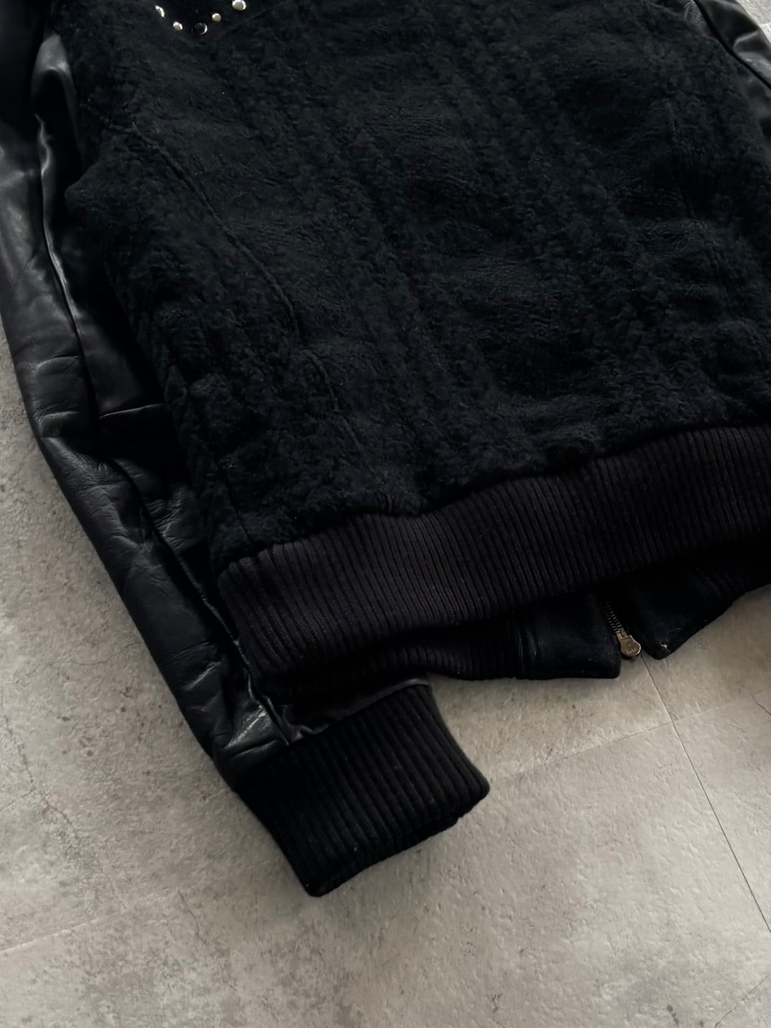 DIET BUTCHER Studded Leather Sleeve Jacket