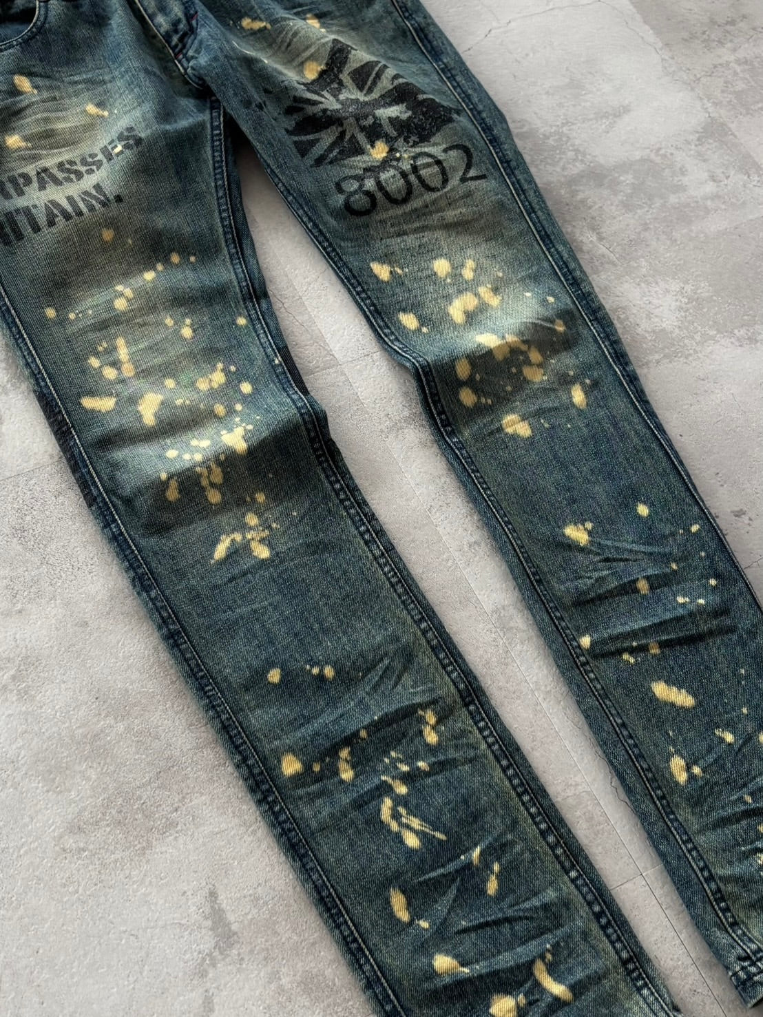 UNKNOWN LONDON BLEACH SPLATTER DENIM