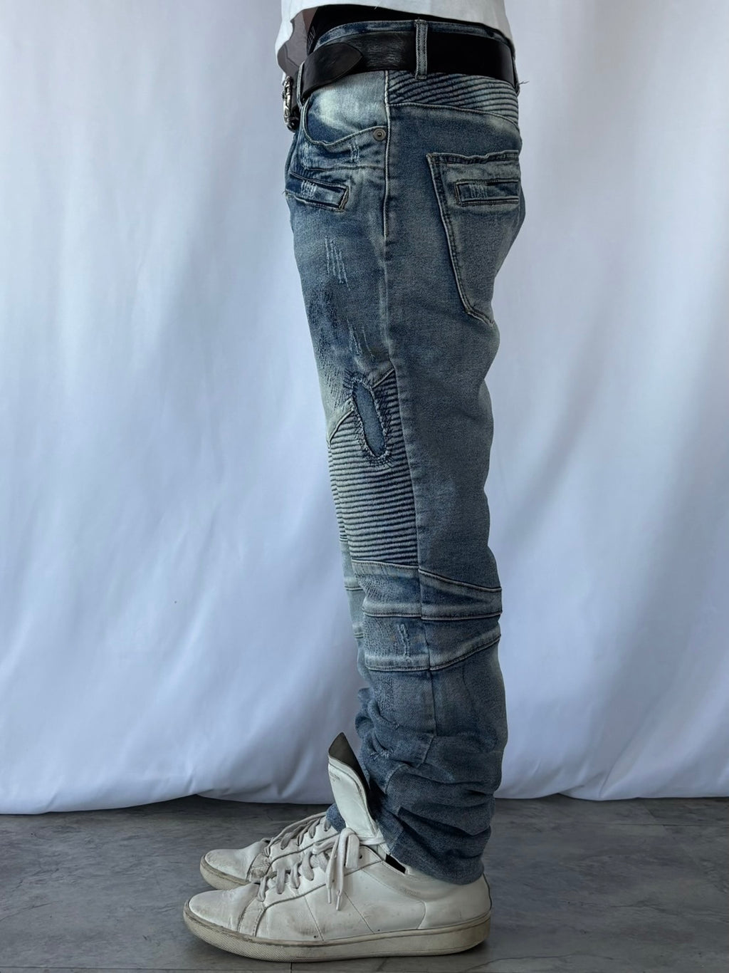 IN THE ATTIC RAVEN BIKER DESTROYED DENIM