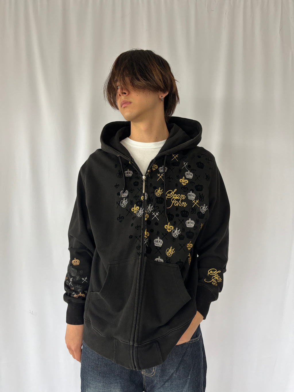 SEAN JOHN Royal Crest Embroidery Zip Hoodie