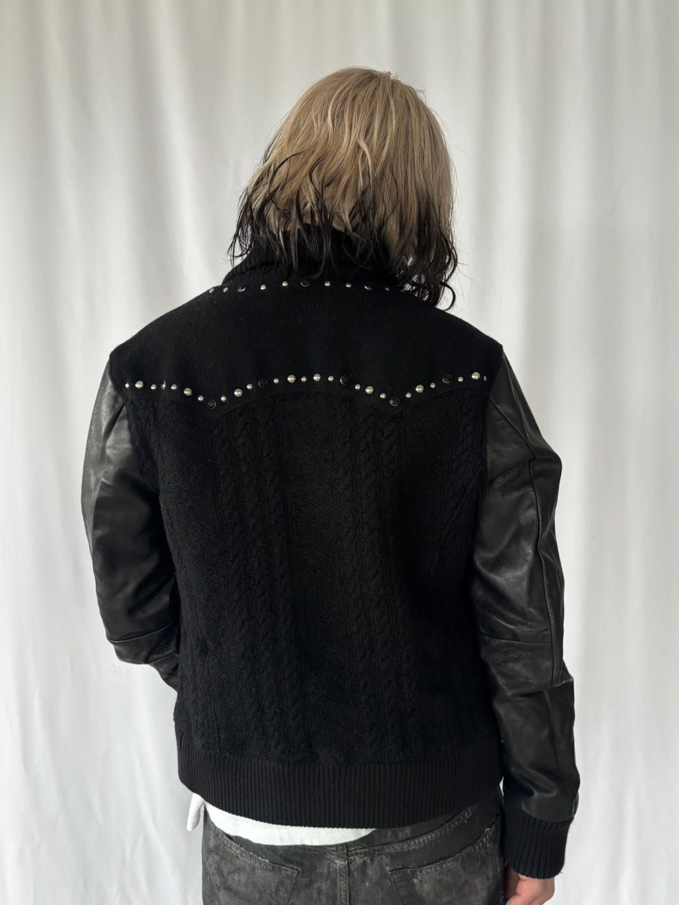 DIET BUTCHER Studded Leather Sleeve Jacket