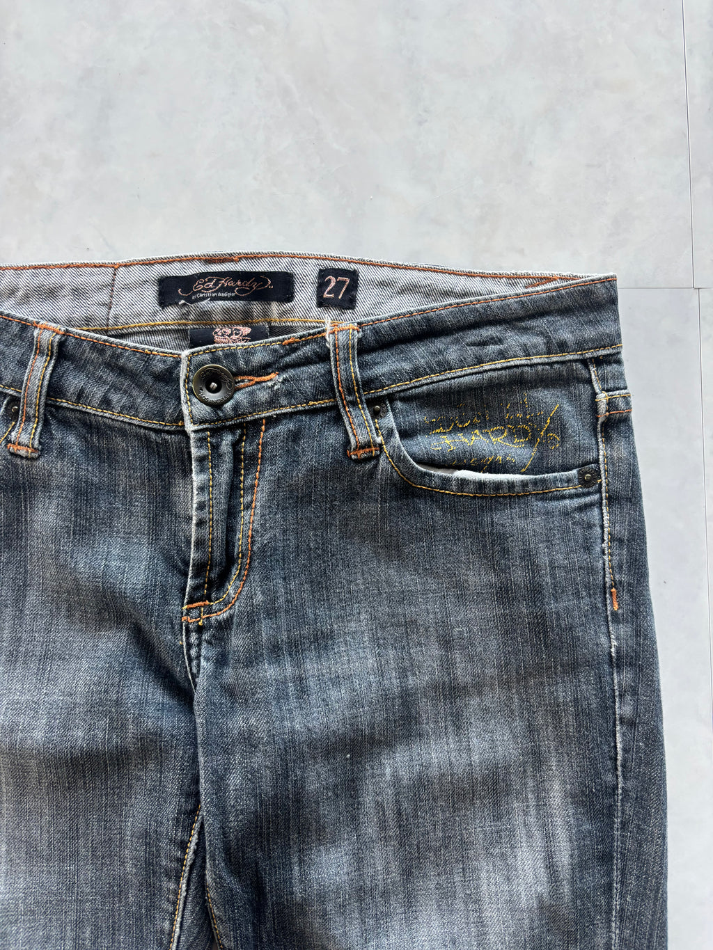 ED HARDY Back Logo Skull-Rose Jeans