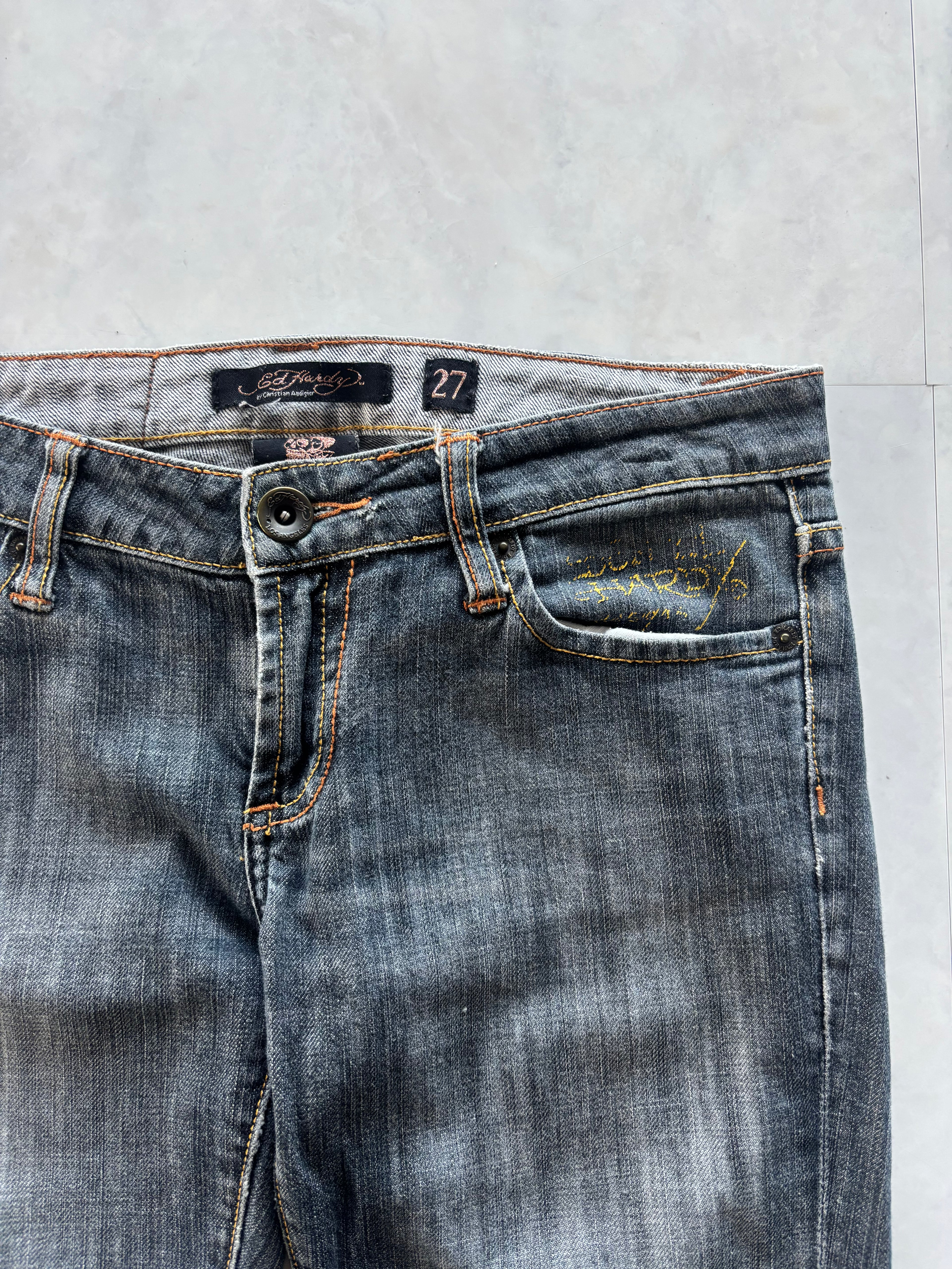 ED HARDY Back Logo Skull-Rose Jeans