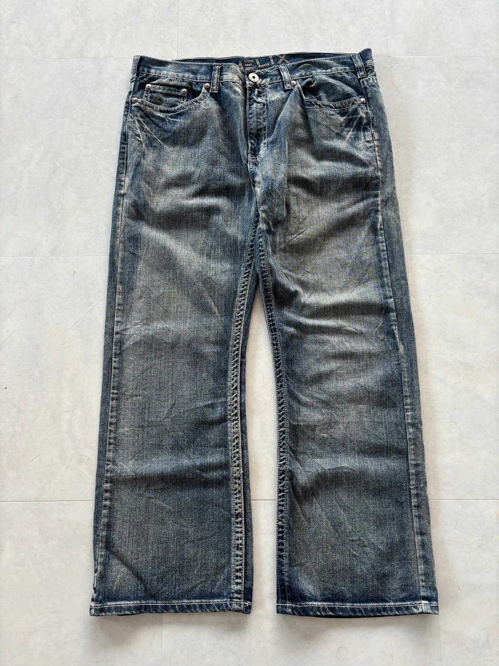 unknown cross buggy denim pants