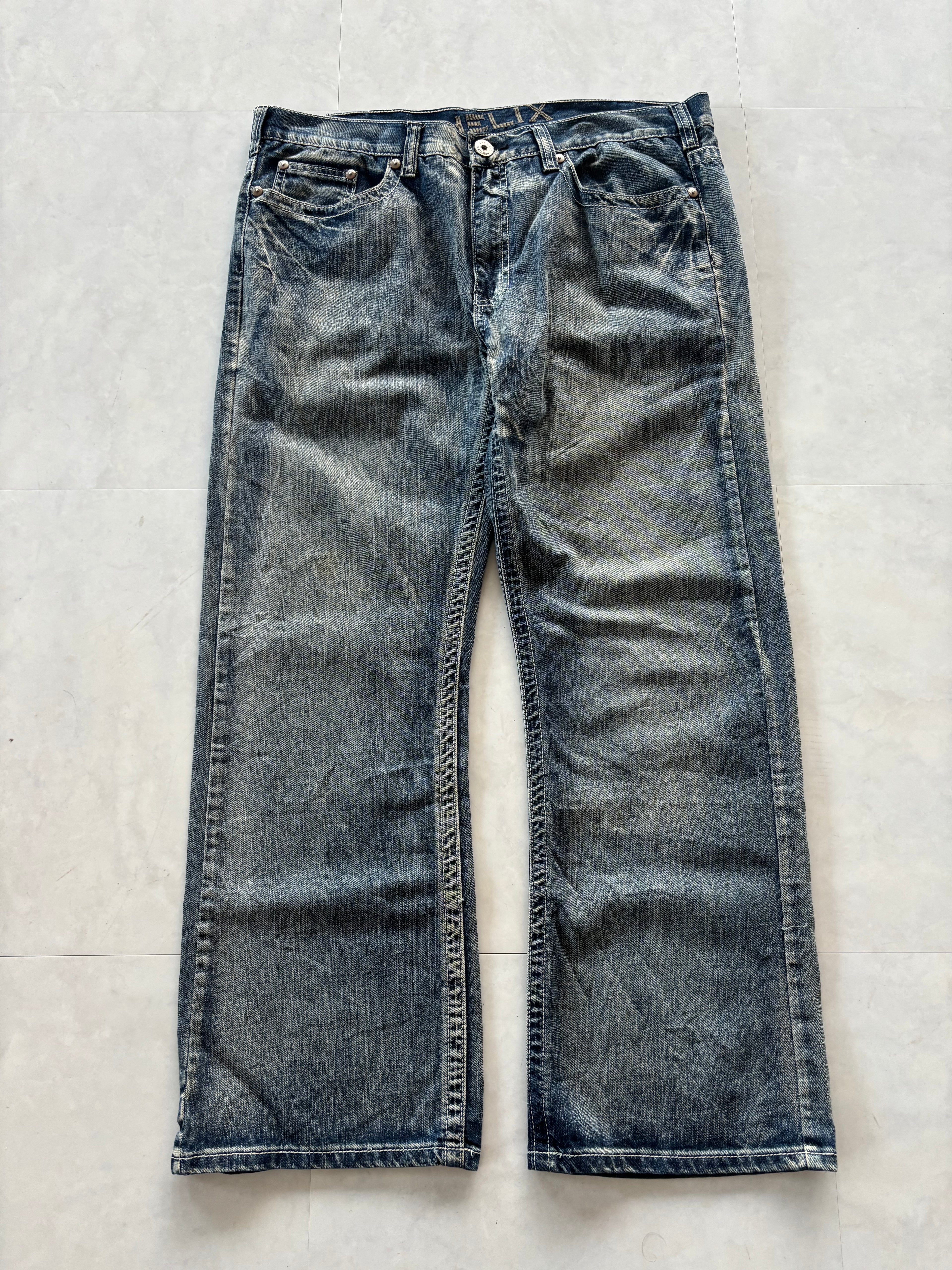 unknown cross buggy denim pants