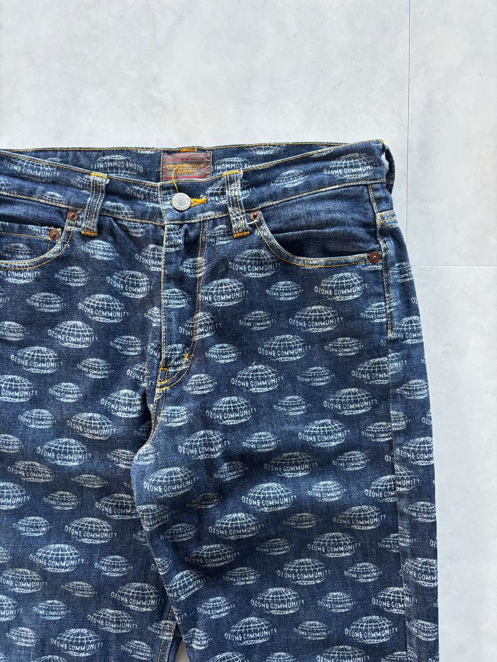 OZONE ROCK 2000s All Over Print Denim