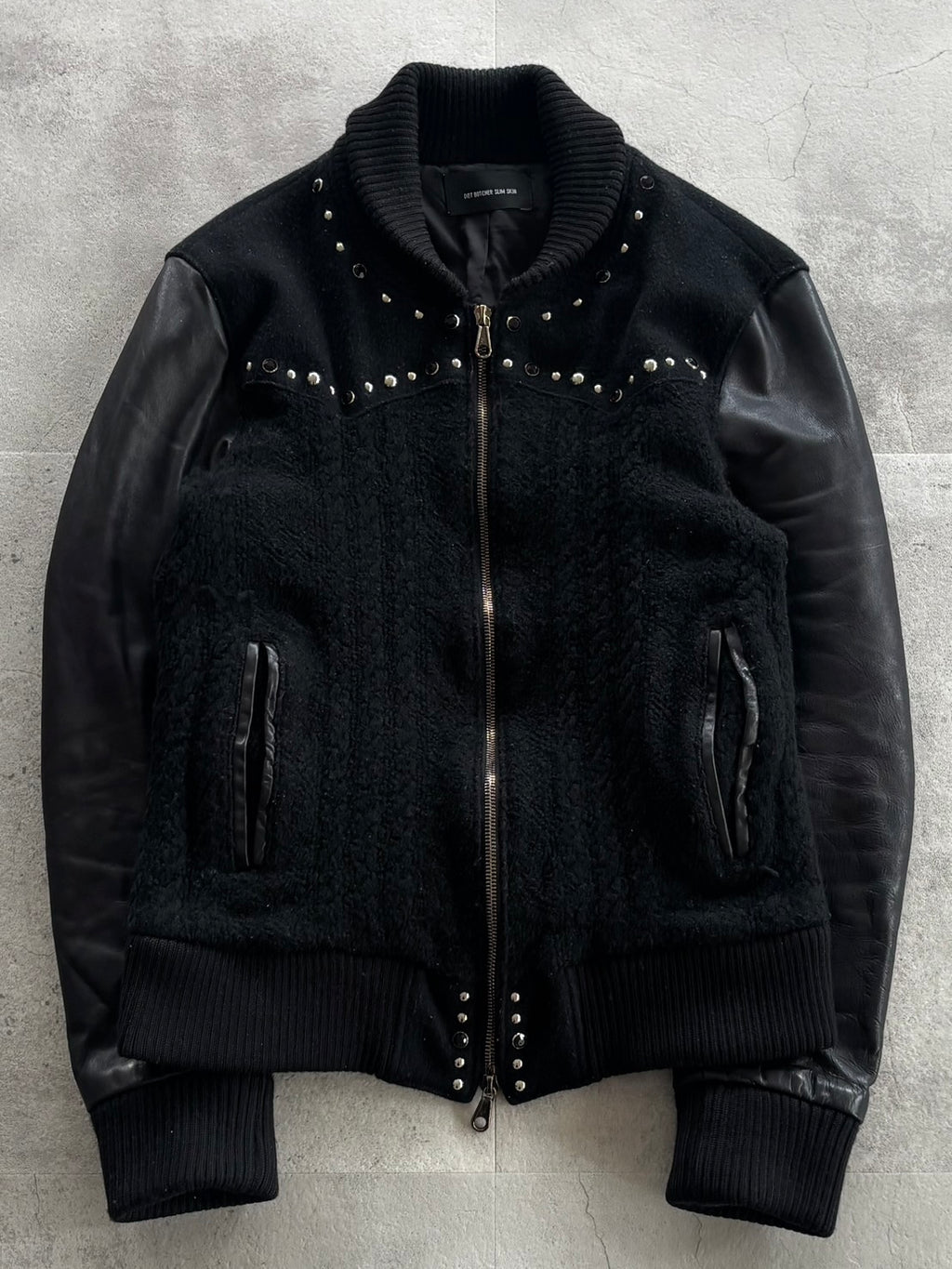 DIET BUTCHER Studded Leather Sleeve Jacket