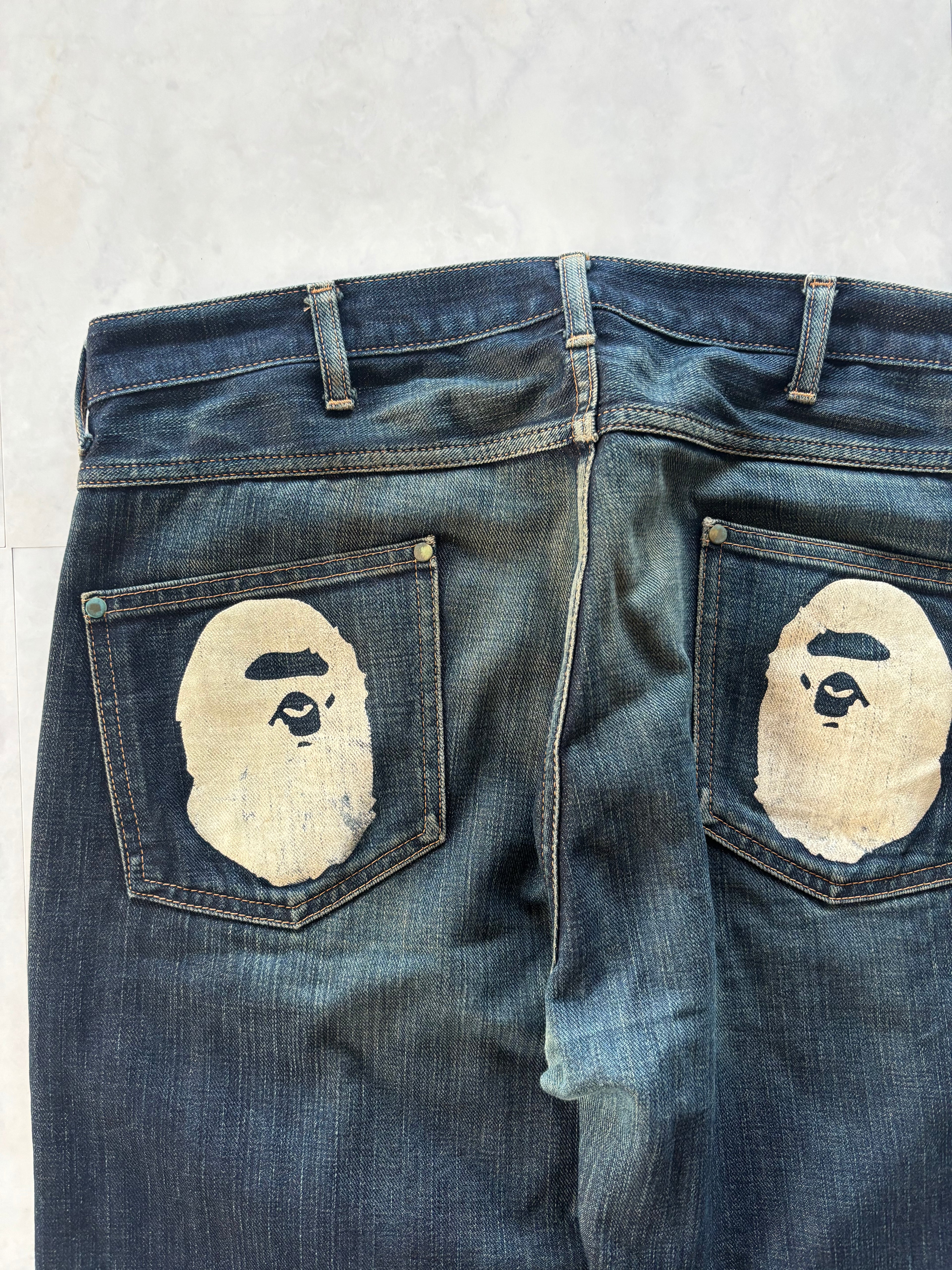 A BATHING APE Ape Head Back Logo Jeans