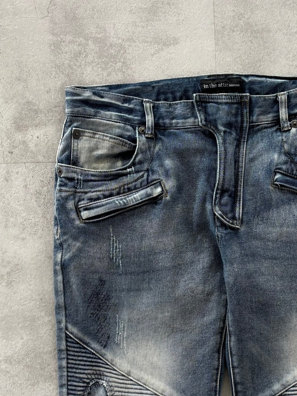IN THE ATTIC RAVEN BIKER DESTROYED DENIM