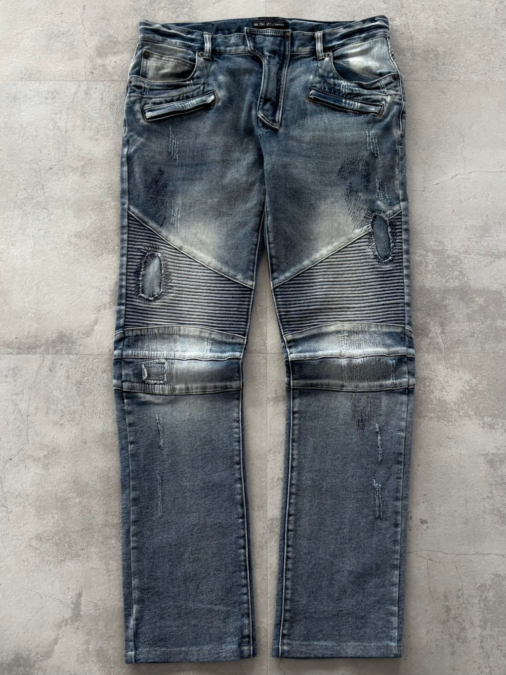 IN THE ATTIC RAVEN BIKER DESTROYED DENIM