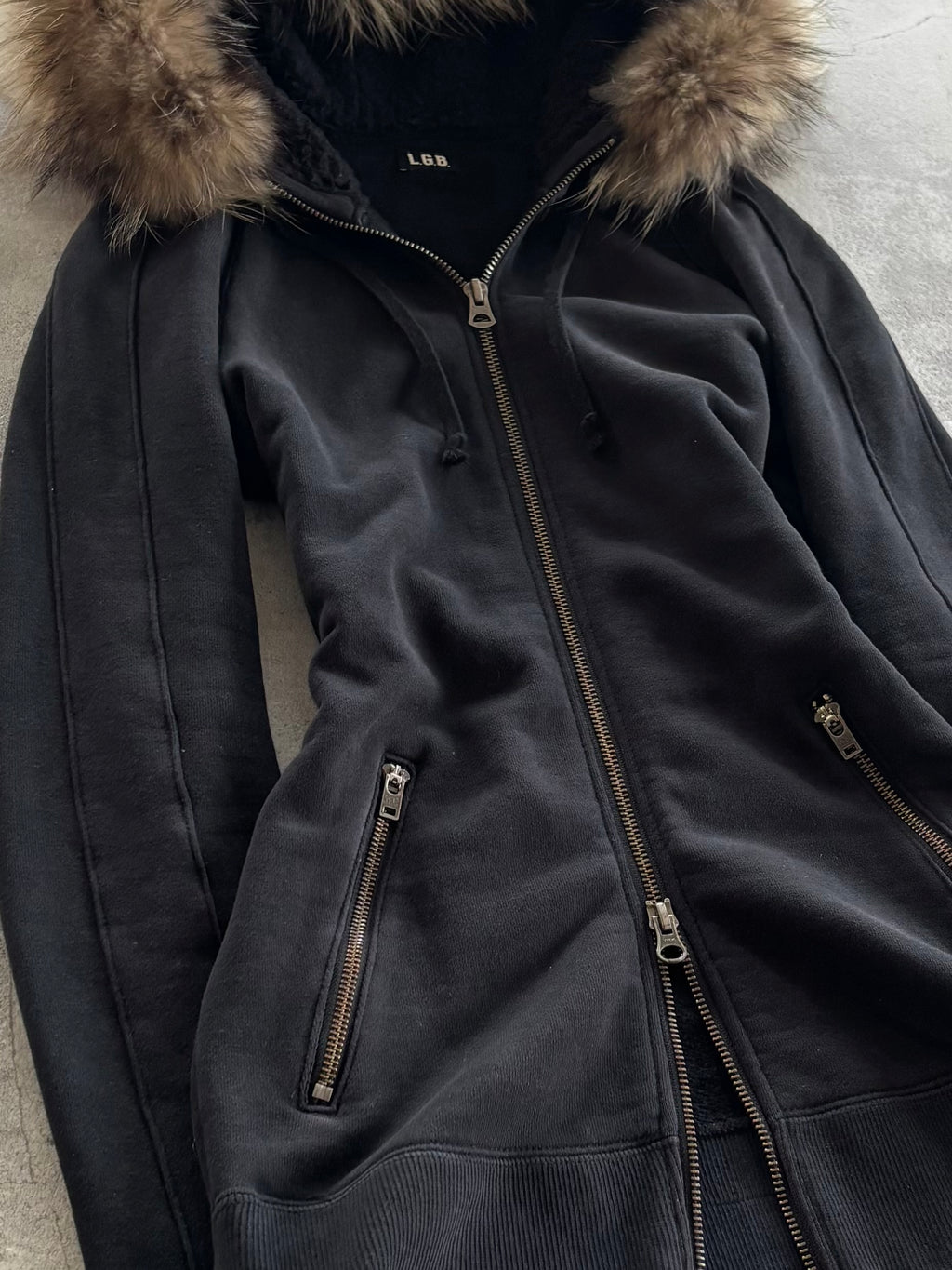 LGB Fur Hood Wolf Zip Hoodie