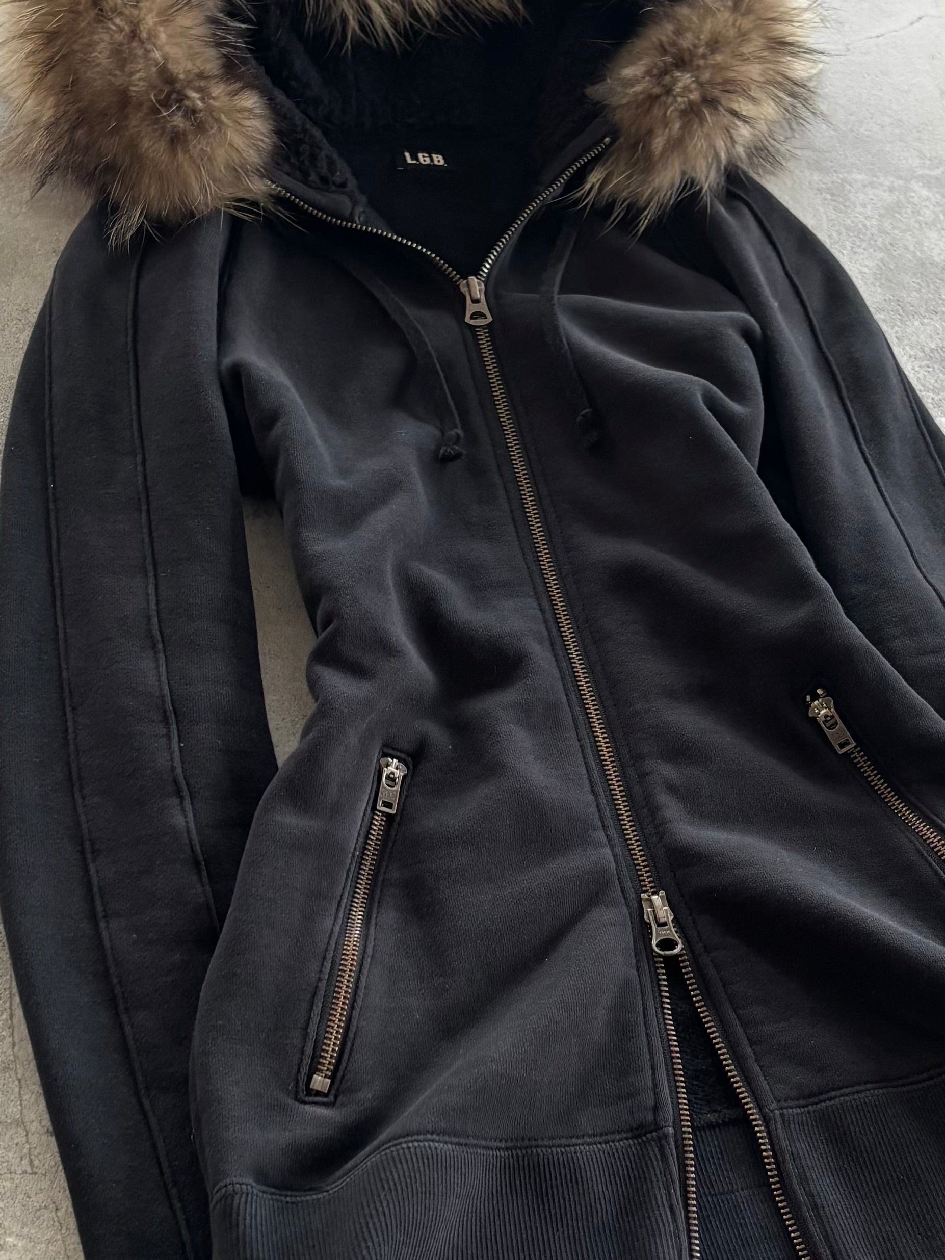 LGB Fur Hood Wolf Zip Hoodie