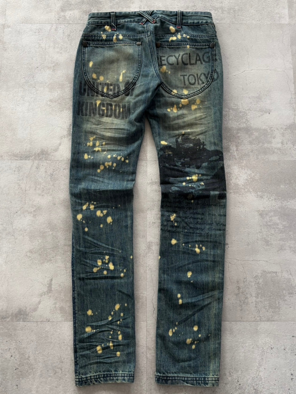 UNKNOWN LONDON BLEACH SPLATTER DENIM