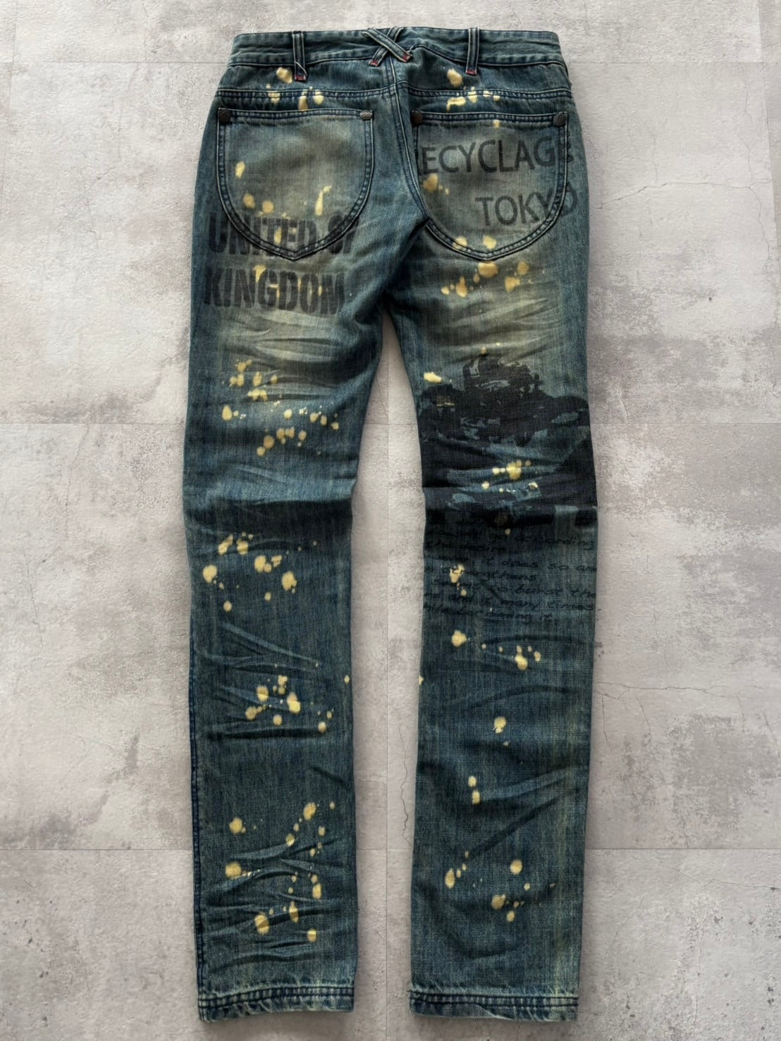 UNKNOWN LONDON BLEACH SPLATTER DENIM