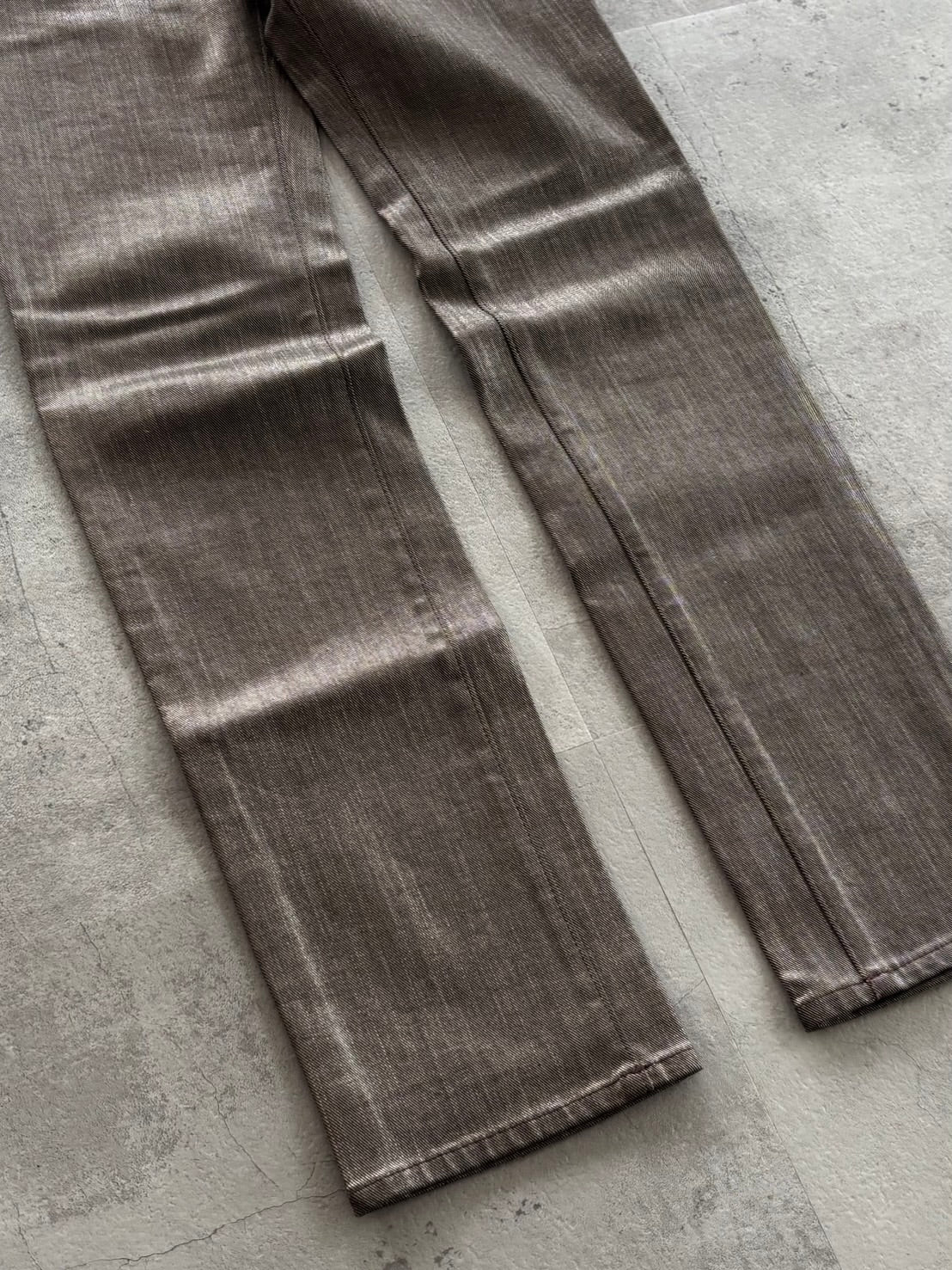 ABAHOUSE Coated Brown Straight Pants