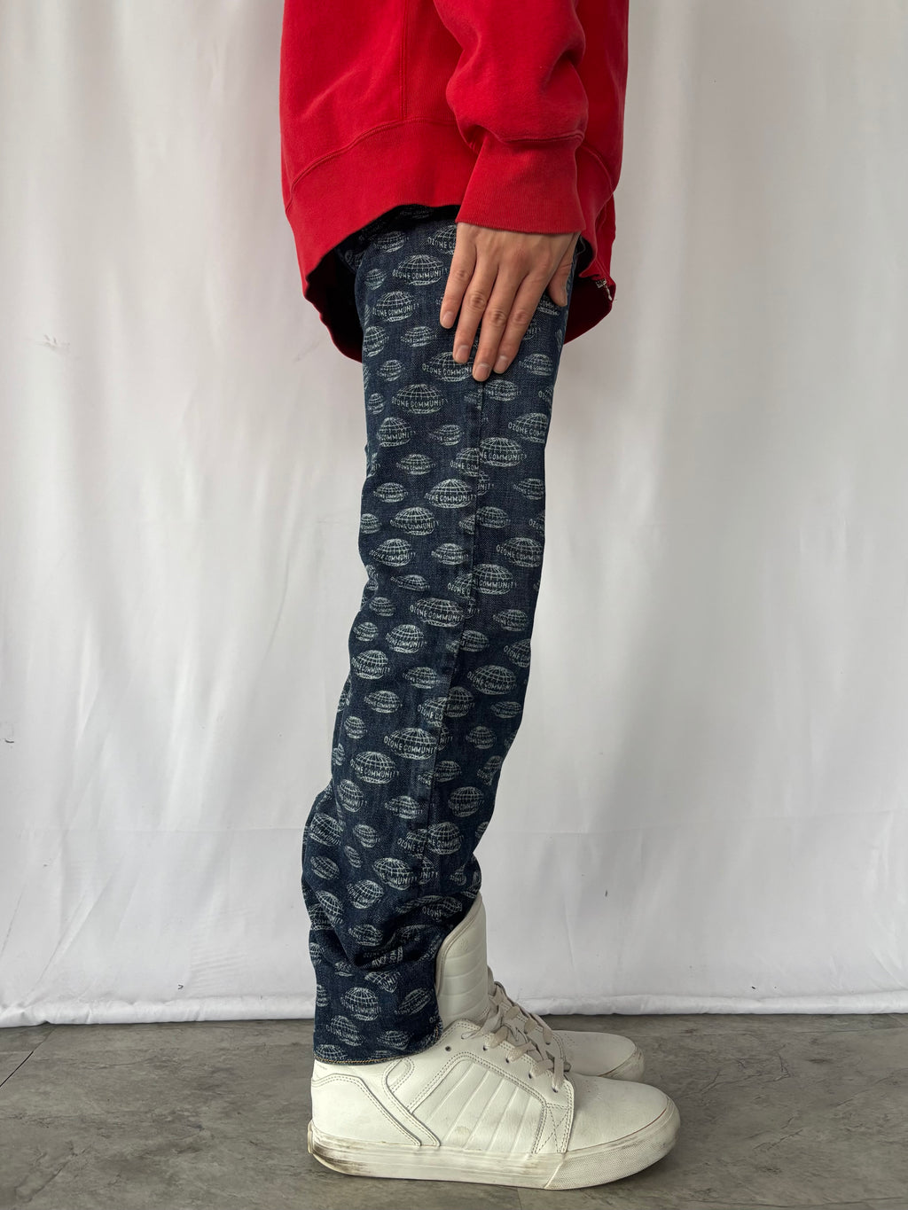 OZONE ROCK 2000s All Over Print Denim