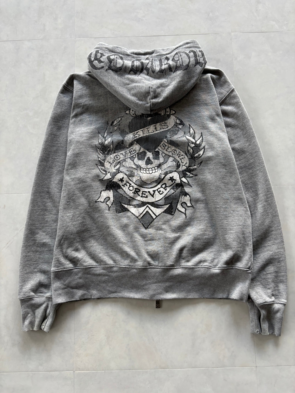 ED HARDY LOVE KILLS SLOWLY Skull Hoodie