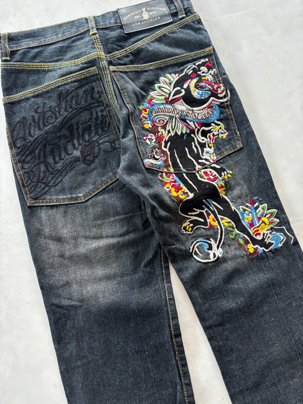 CHRISTIAN AUDIGIER embroidery denim pants