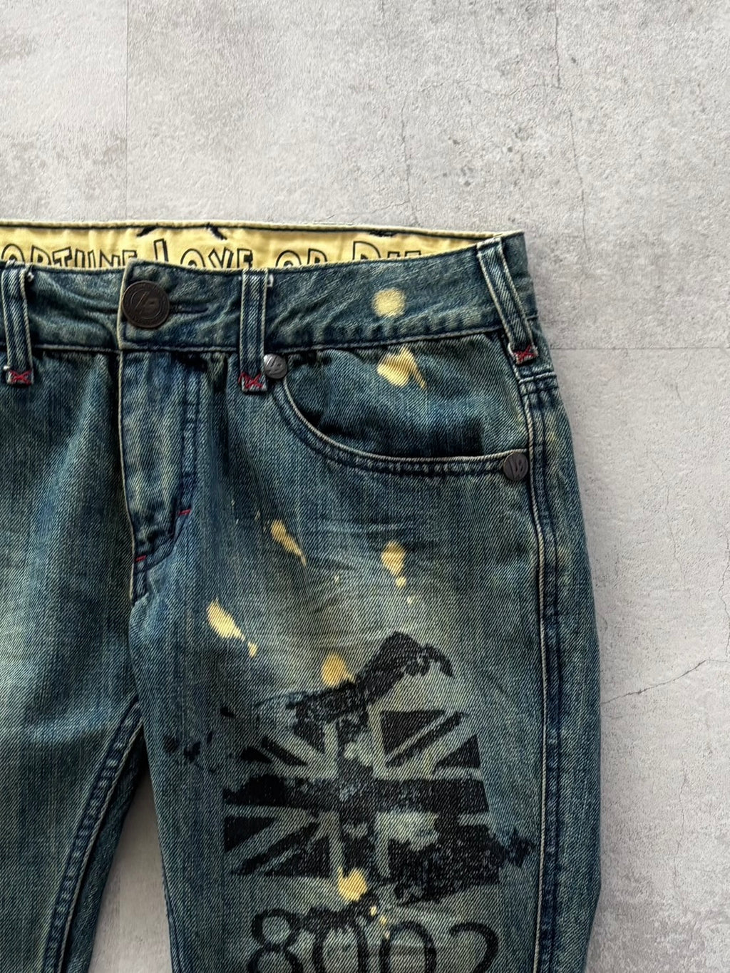 UNKNOWN LONDON BLEACH SPLATTER DENIM