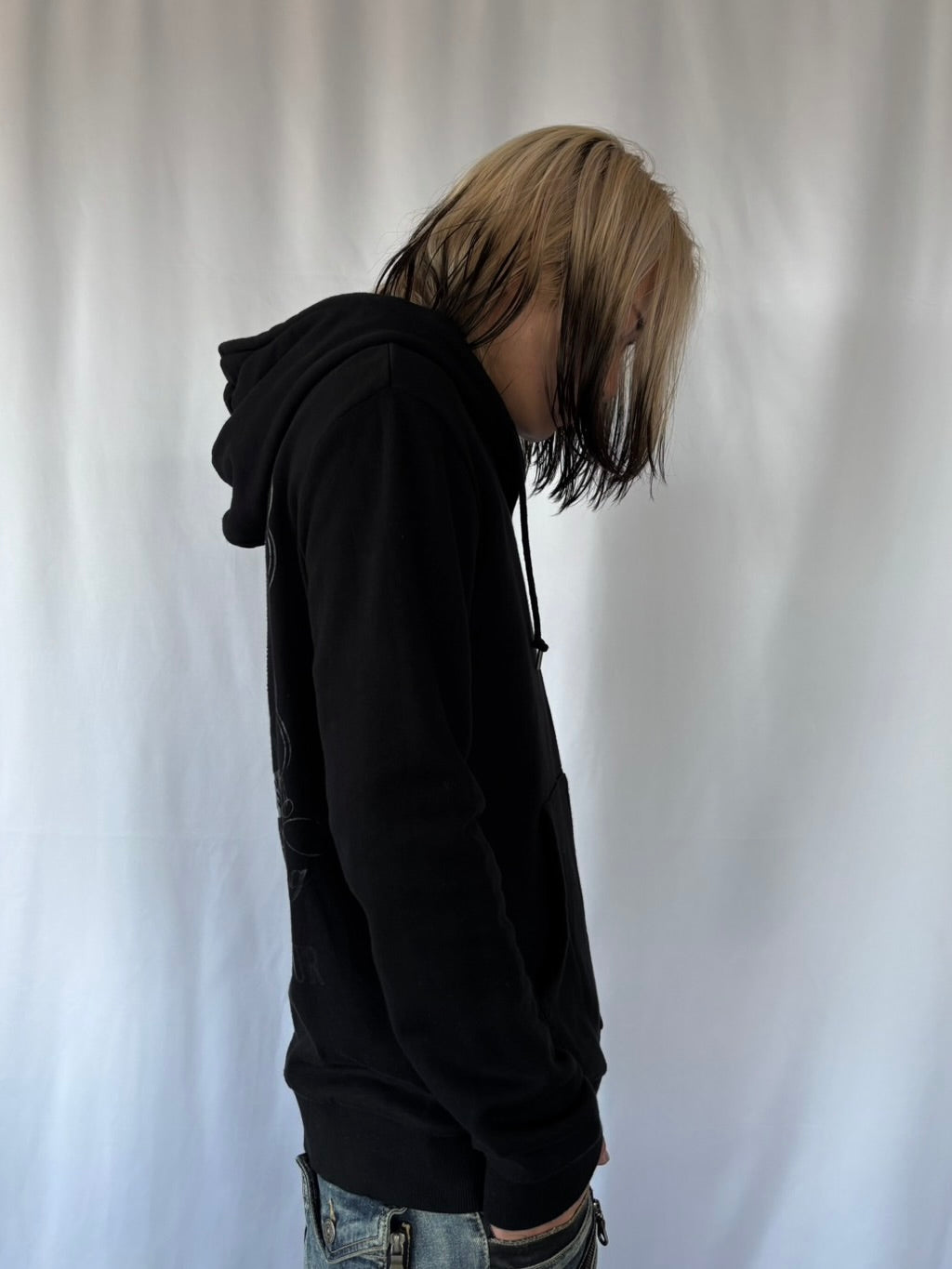 ROEN BLACKOUT SWAROVSKI SKULL ZIP HOODIE