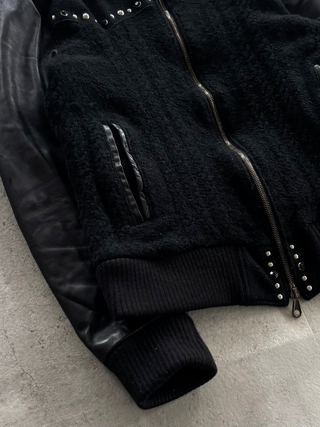 DIET BUTCHER Studded Leather Sleeve Jacket