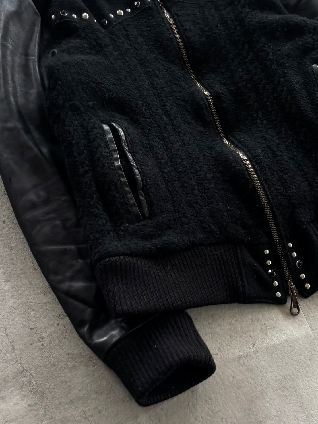 DIET BUTCHER Studded Leather Sleeve Jacket