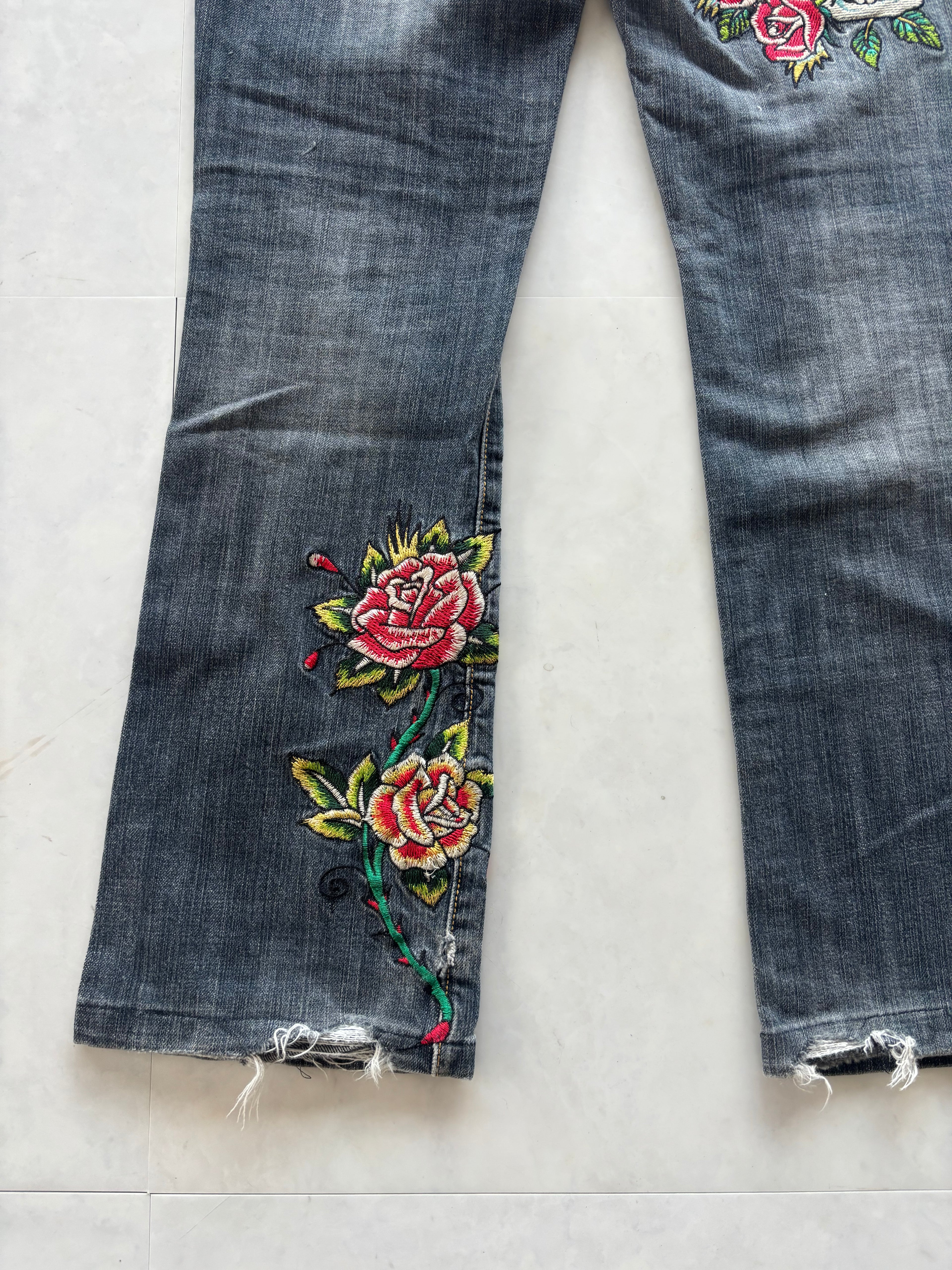 ED HARDY Back Logo Skull-Rose Jeans