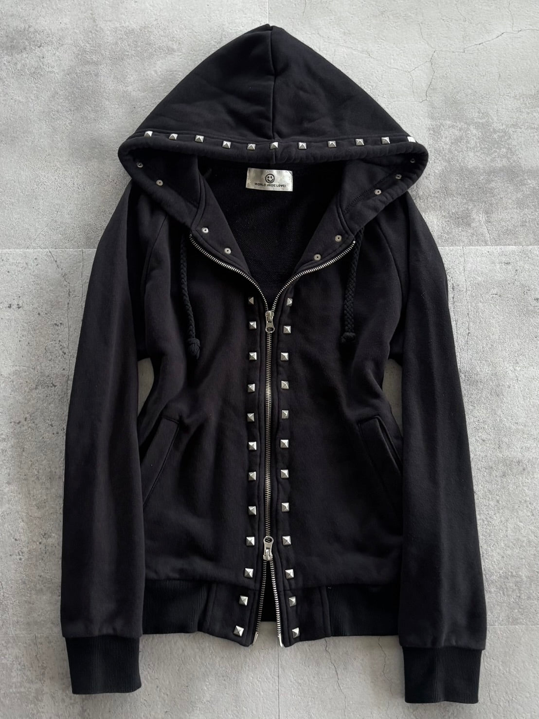 WORLD WIDE LOVE Full Stud Zip Hoodie