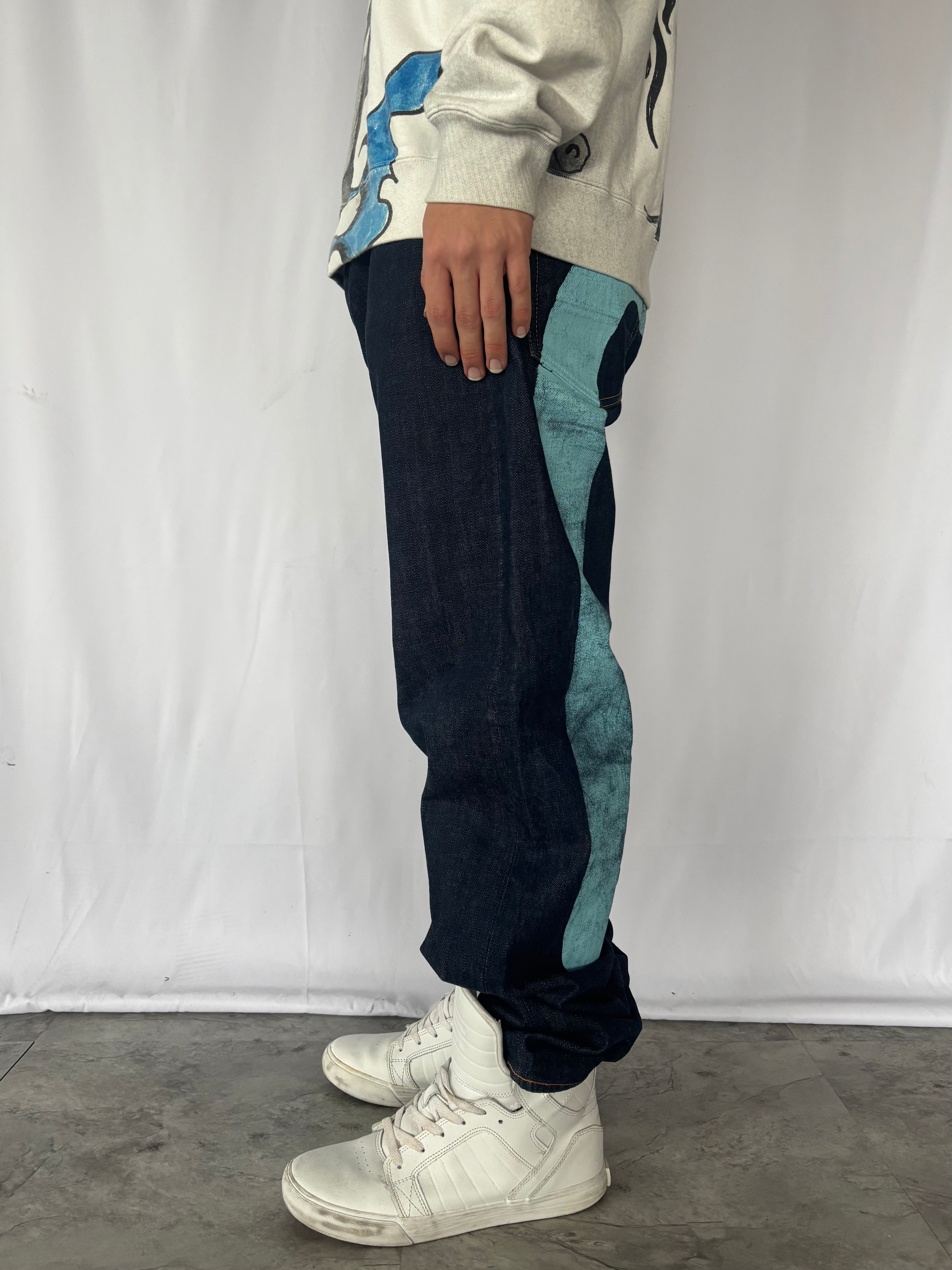 EVISU Big Kamome Painted Straight Jeans