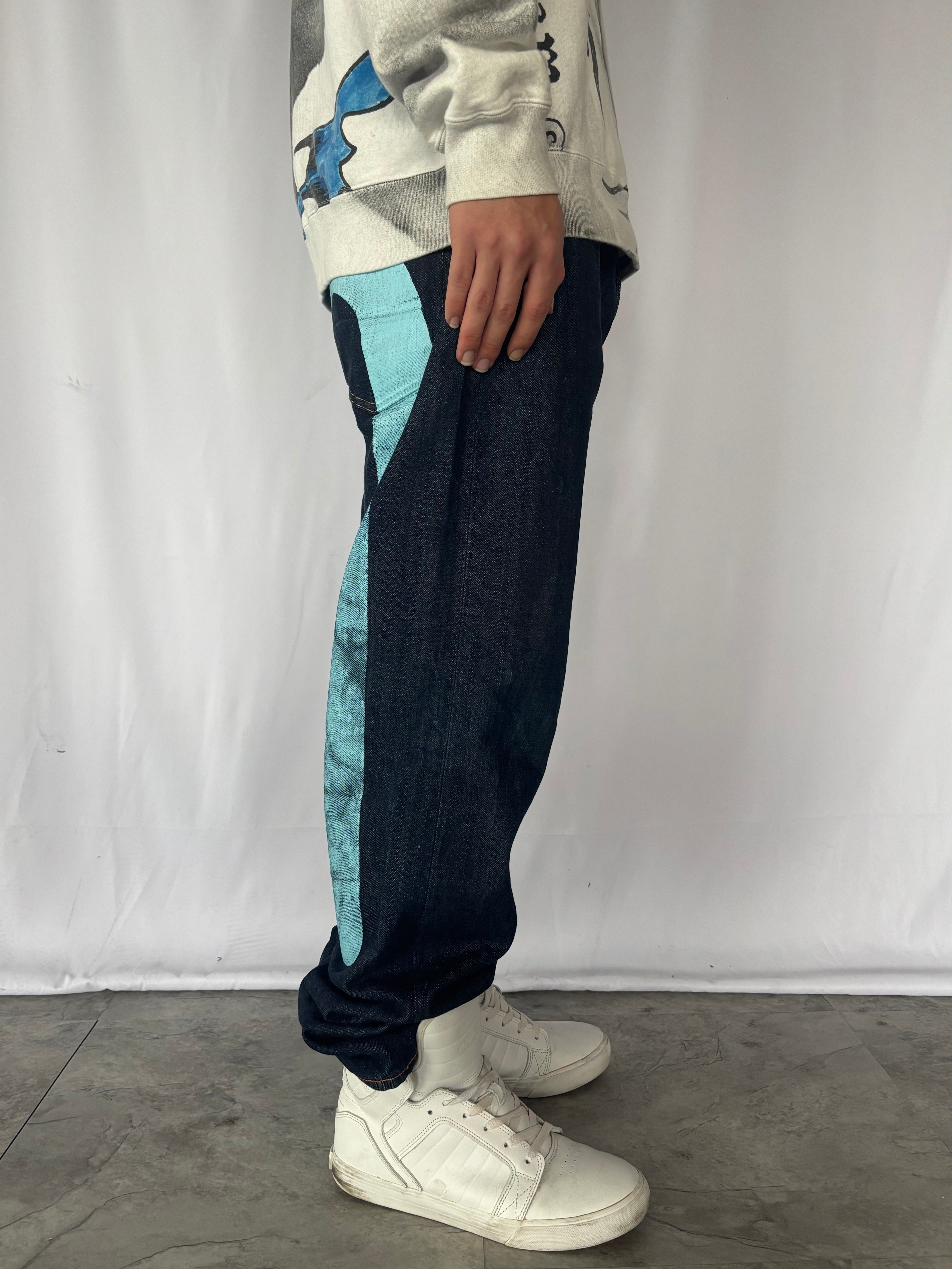 EVISU Big Kamome Painted Straight Jeans