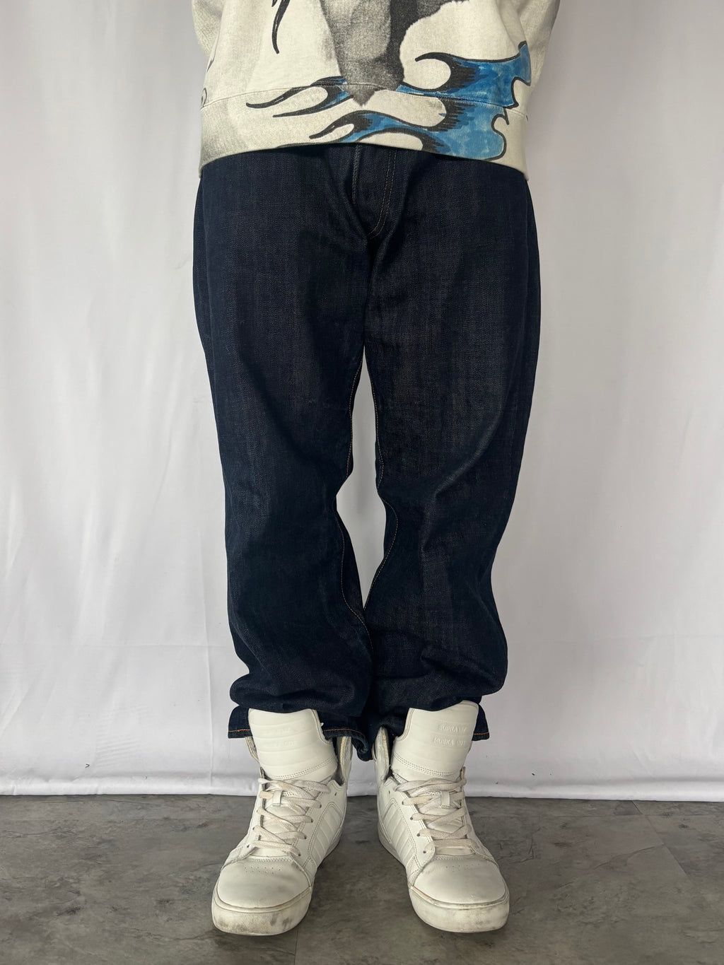 EVISU Big Kamome Painted Straight Jeans