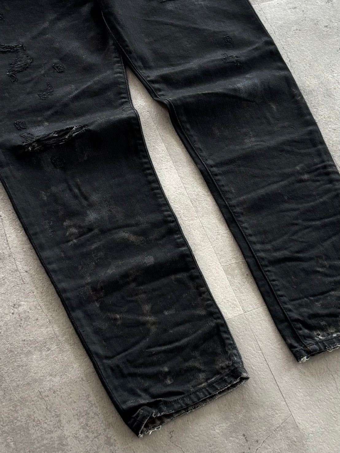 DIESEL Waxed Distressed Denim Pants