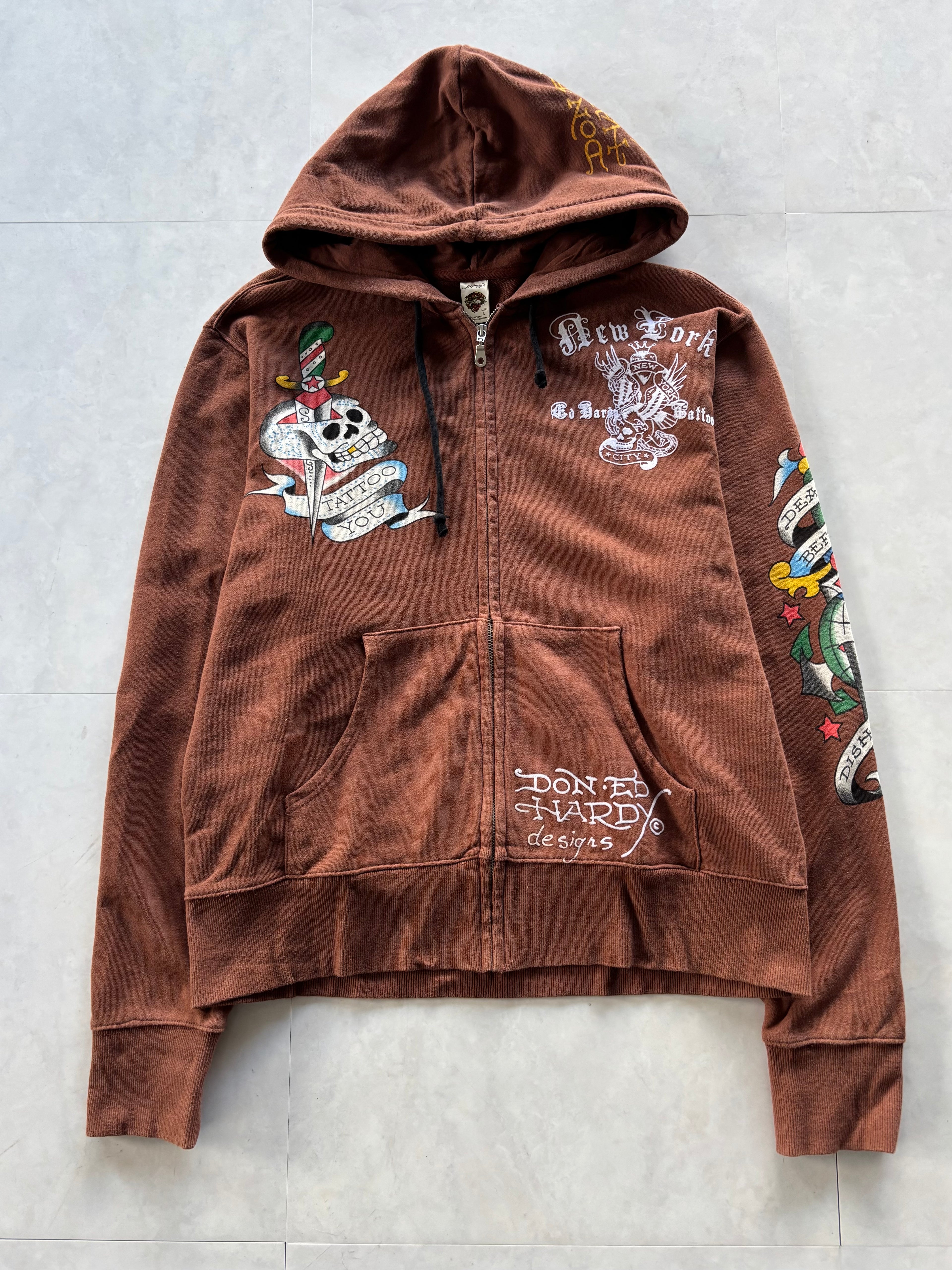 ED HARDY Tattoo Graphics Zip Hoodie