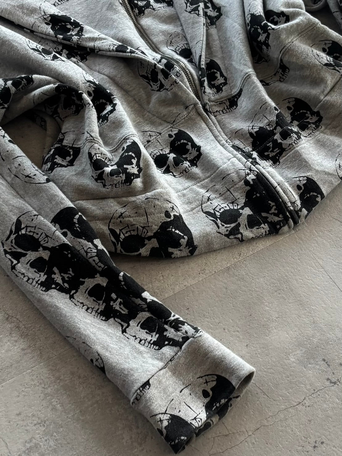 GLAD NEWS All-Over Skull Zip Hoodie