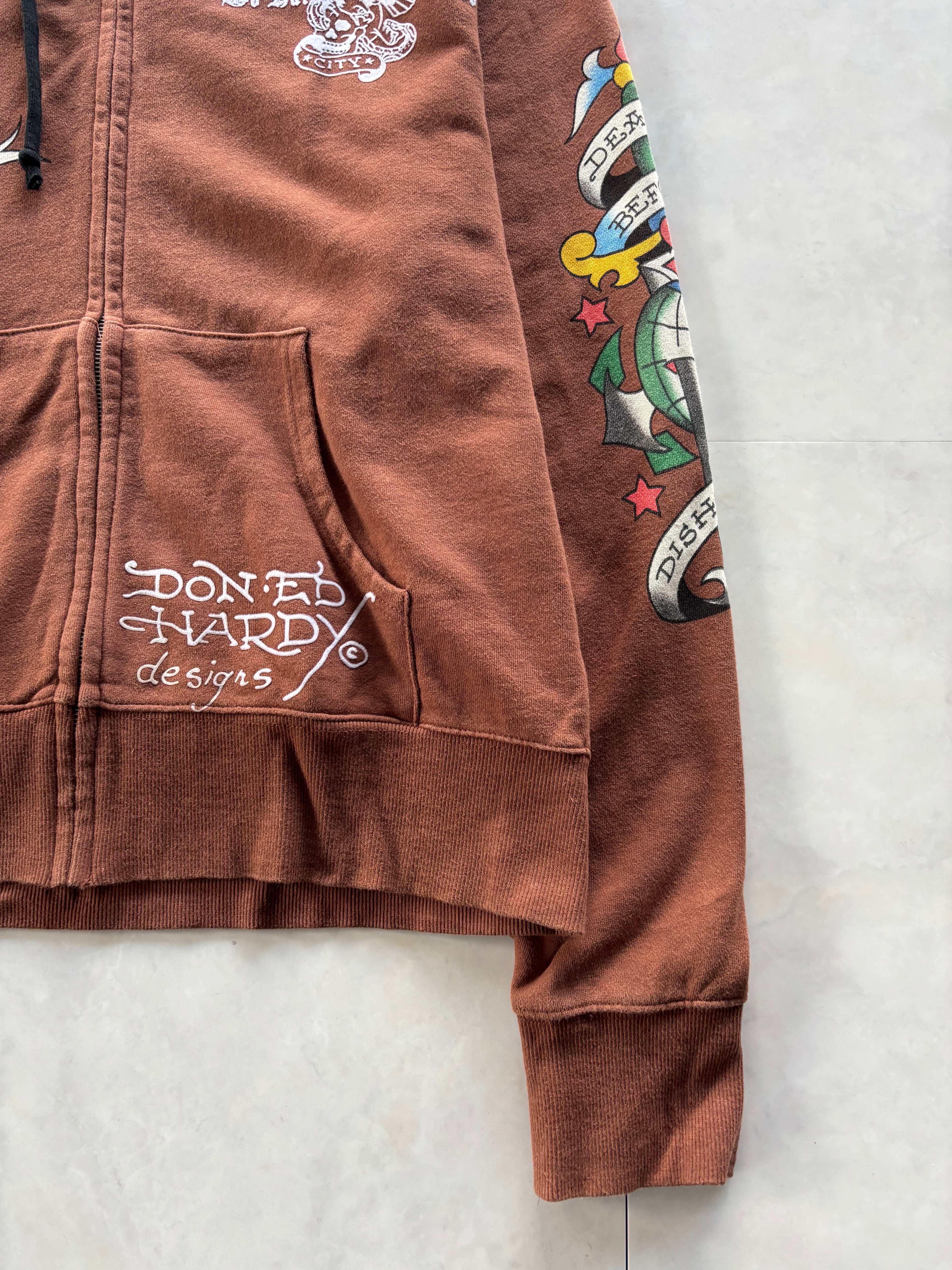 ED HARDY Tattoo Graphics Zip Hoodie