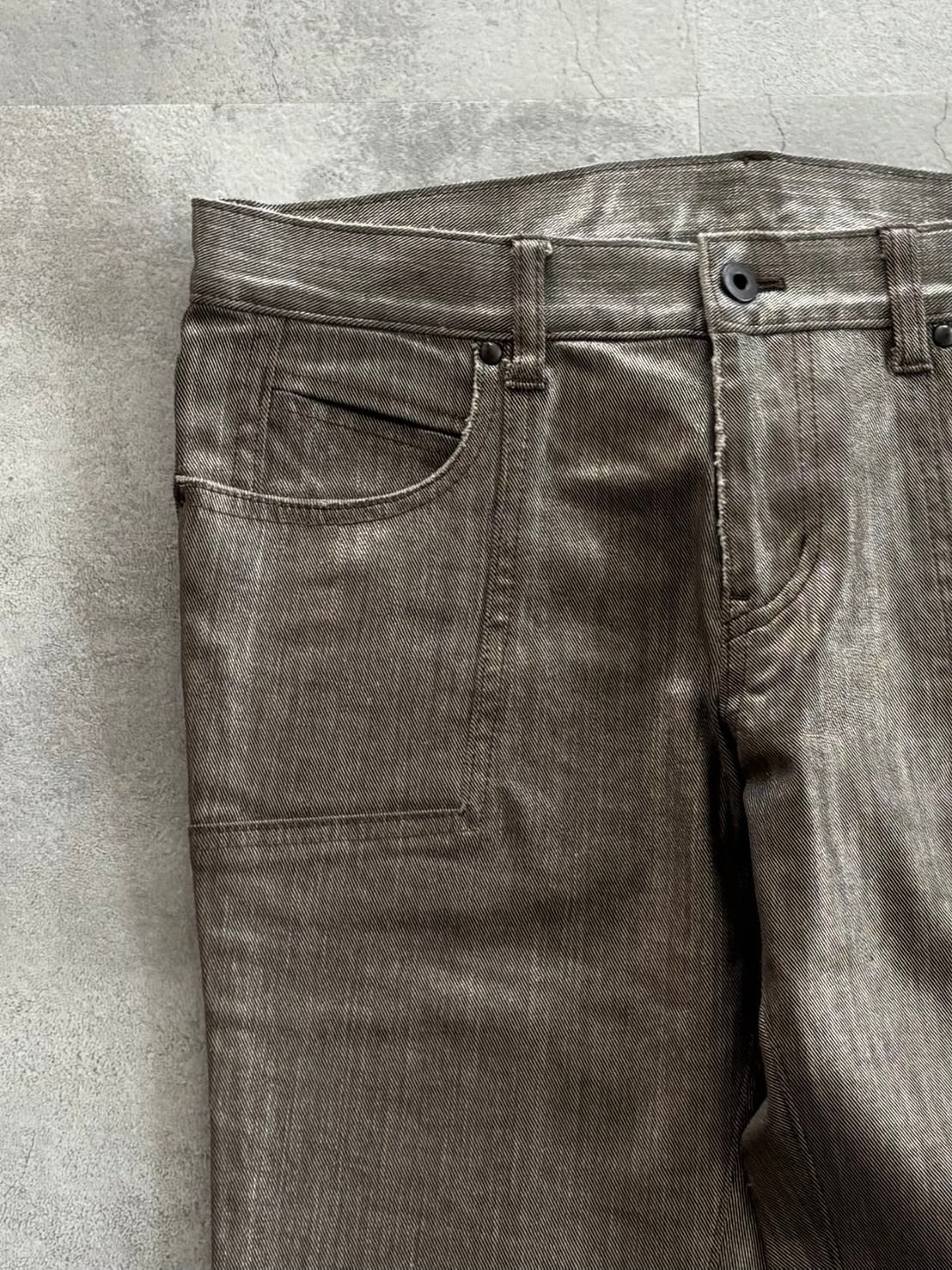 ABAHOUSE Coated Brown Straight Pants