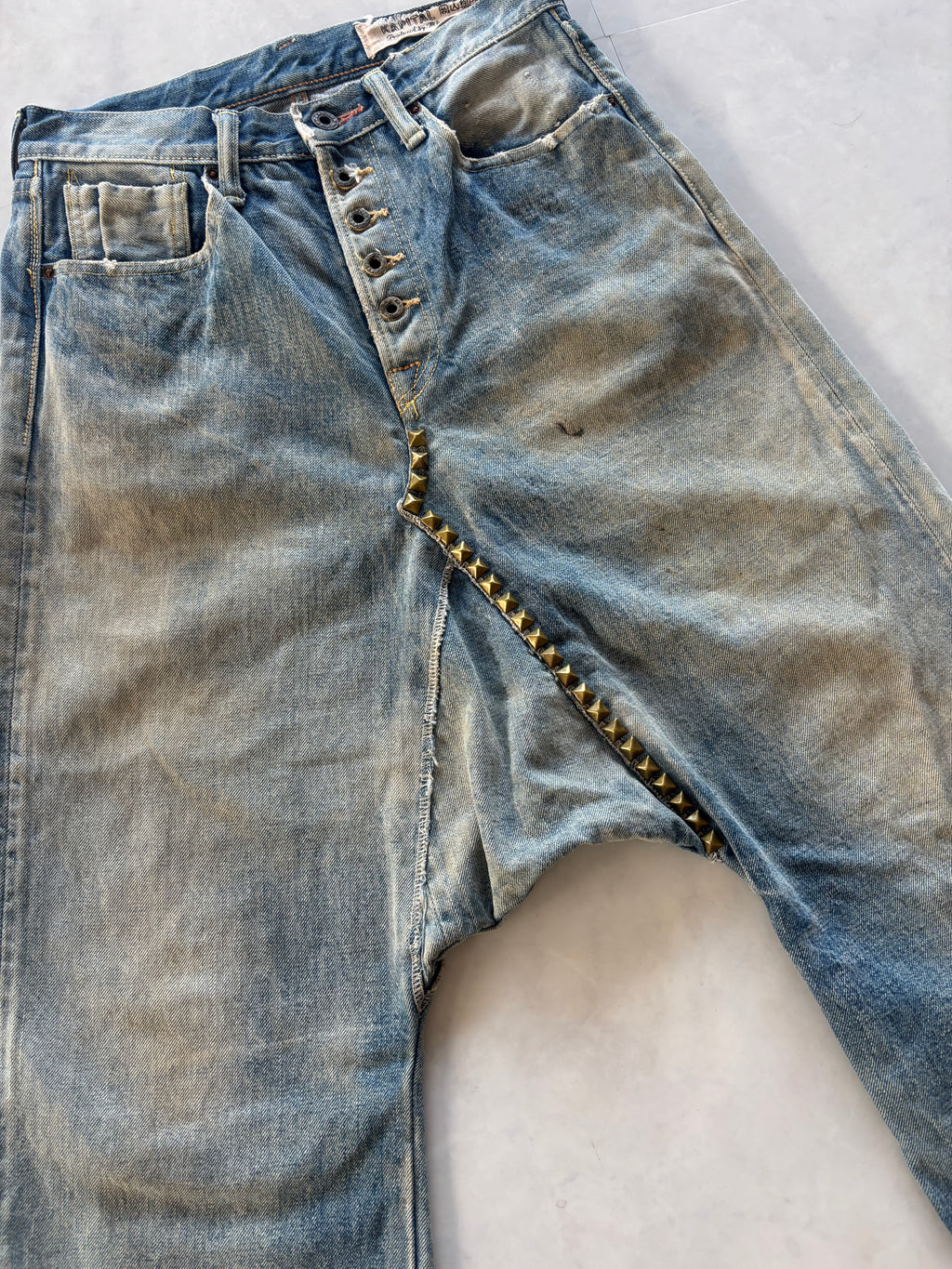 KAPITAL Deformed Sarouel Denim Shorts
