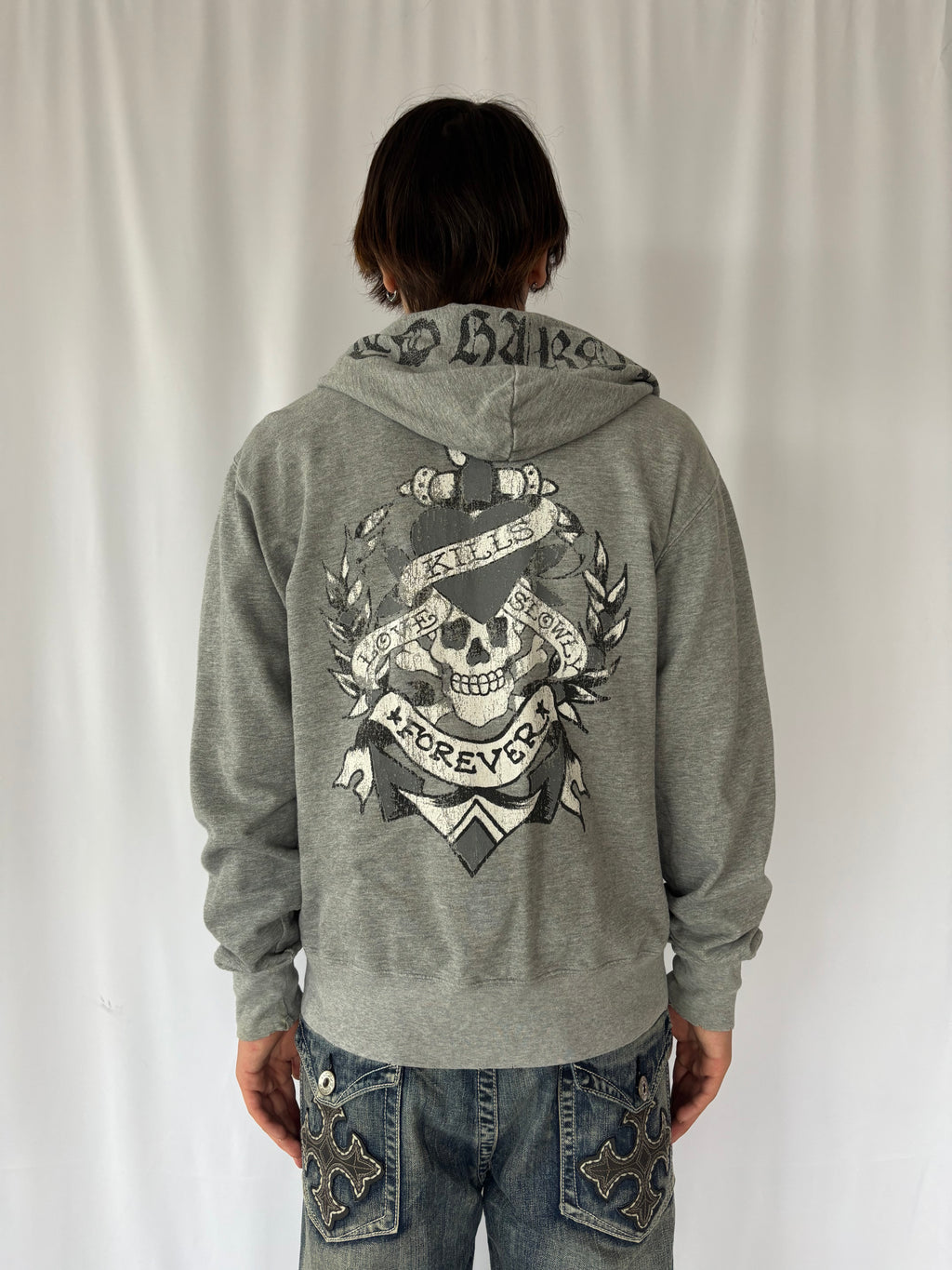 ED HARDY LOVE KILLS SLOWLY Skull Hoodie