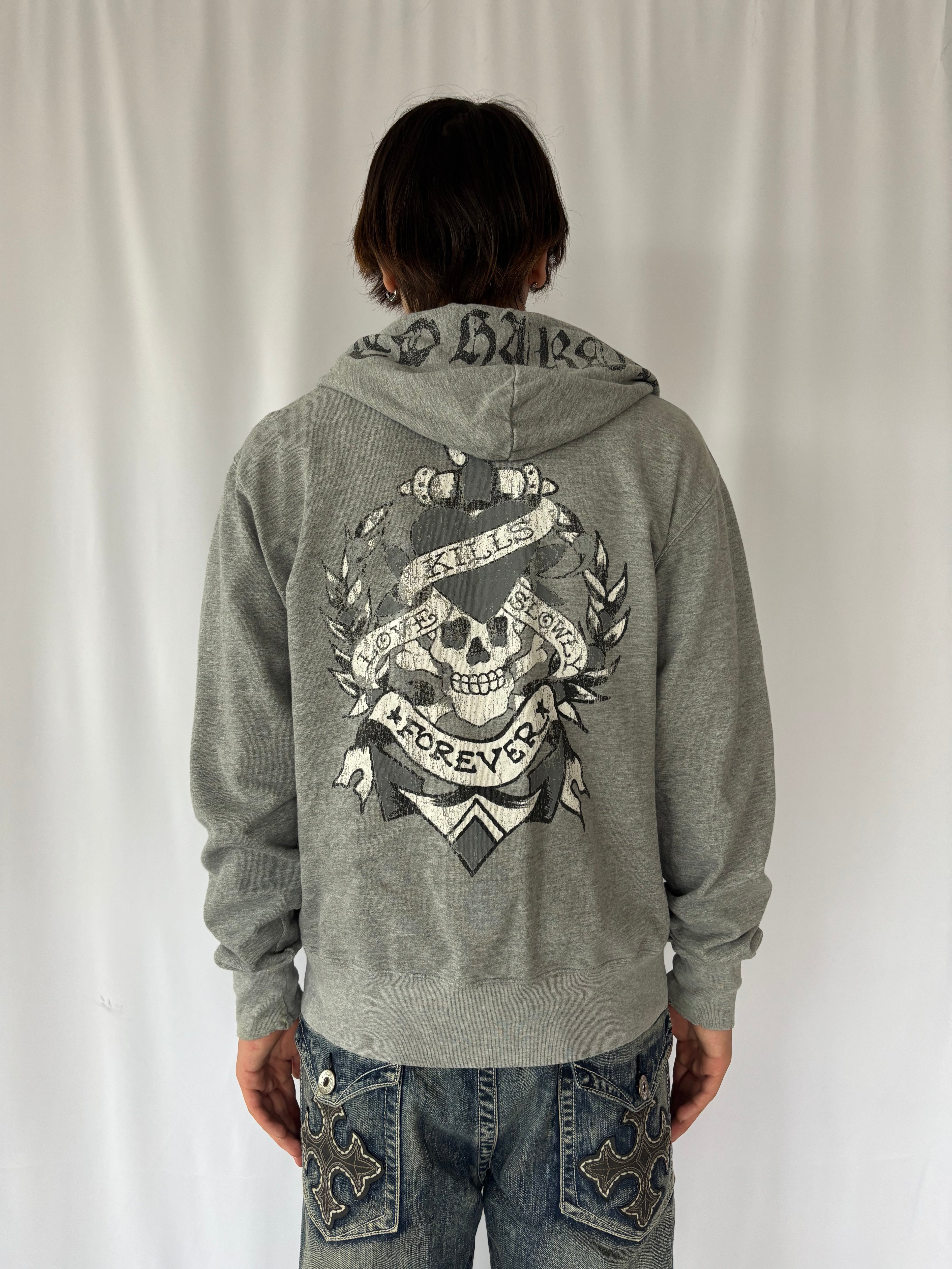 ED HARDY LOVE KILLS SLOWLY Skull Hoodie