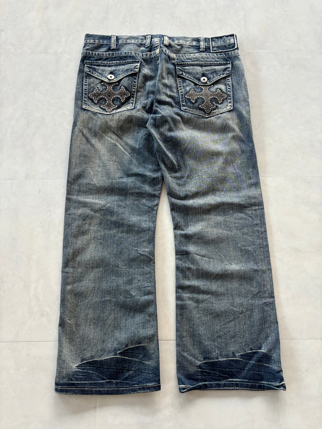 unknown cross buggy denim pants