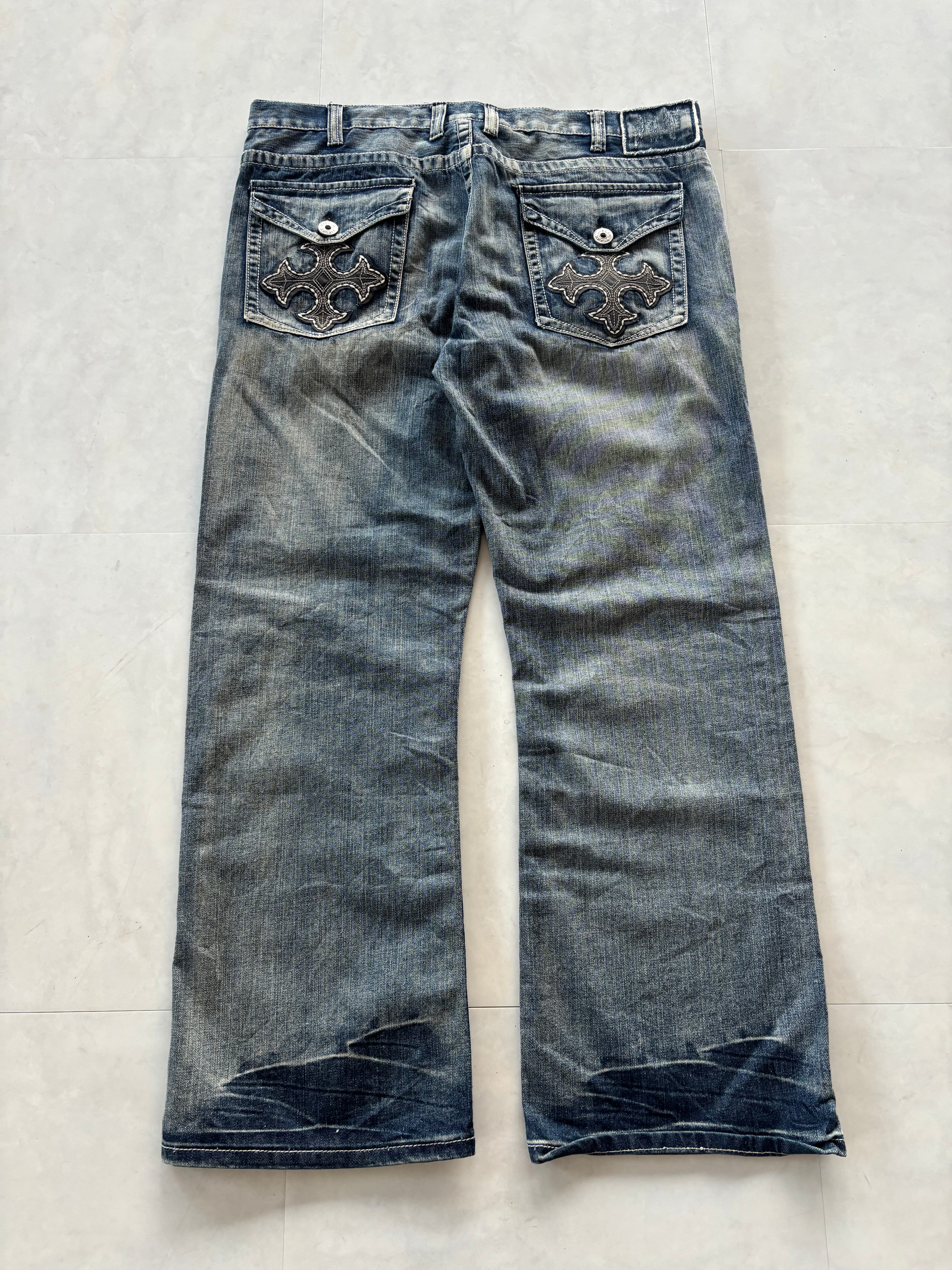 unknown cross buggy denim pants