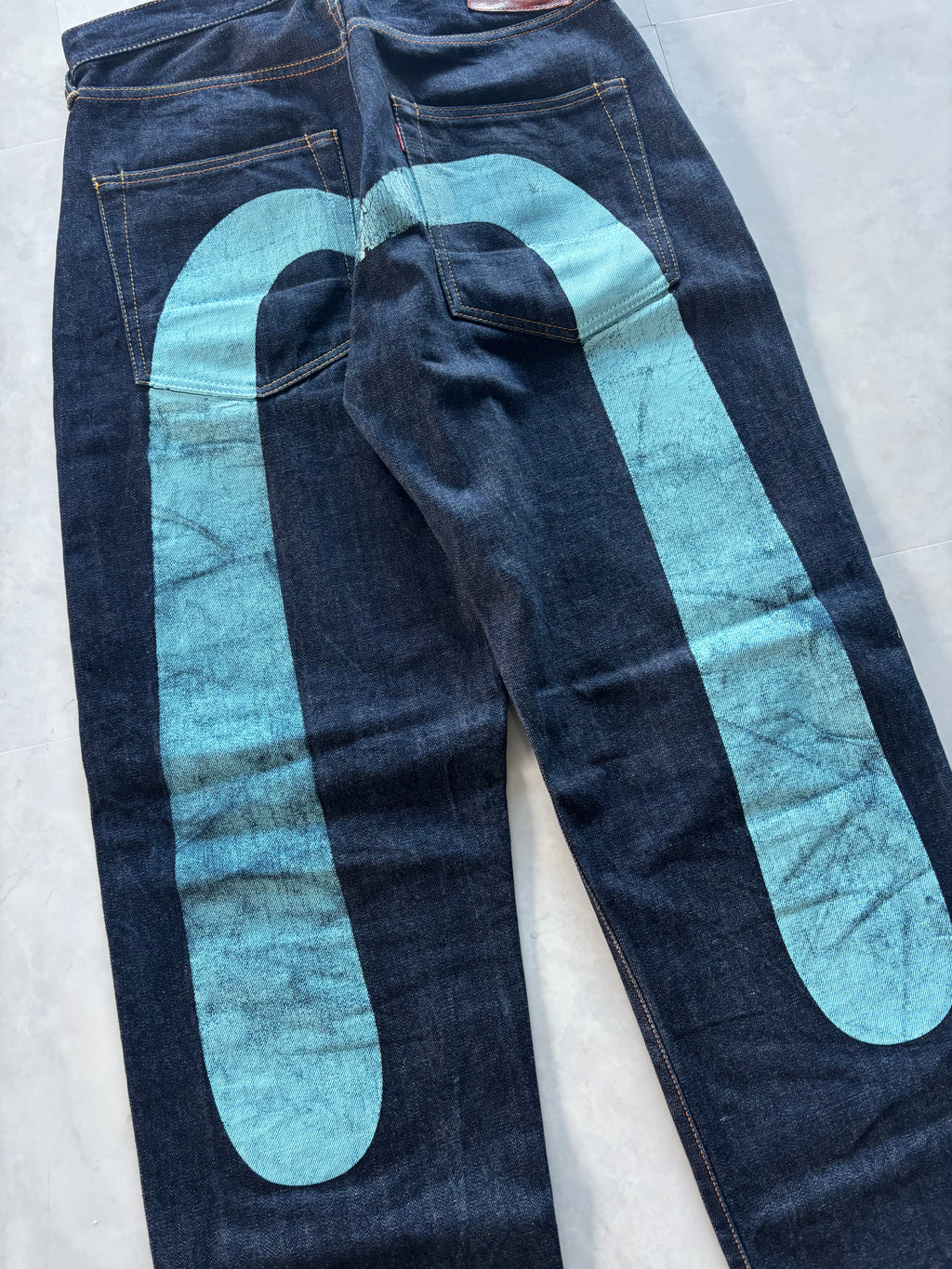 EVISU Big Kamome Painted Straight Jeans