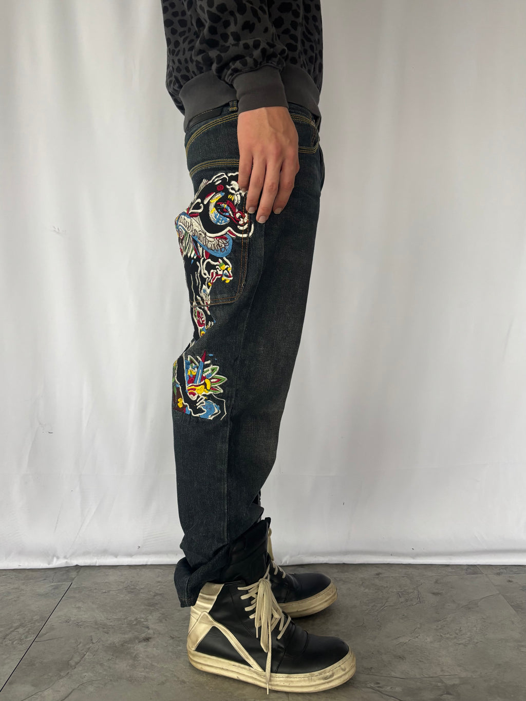 CHRISTIAN AUDIGIER embroidery denim pants