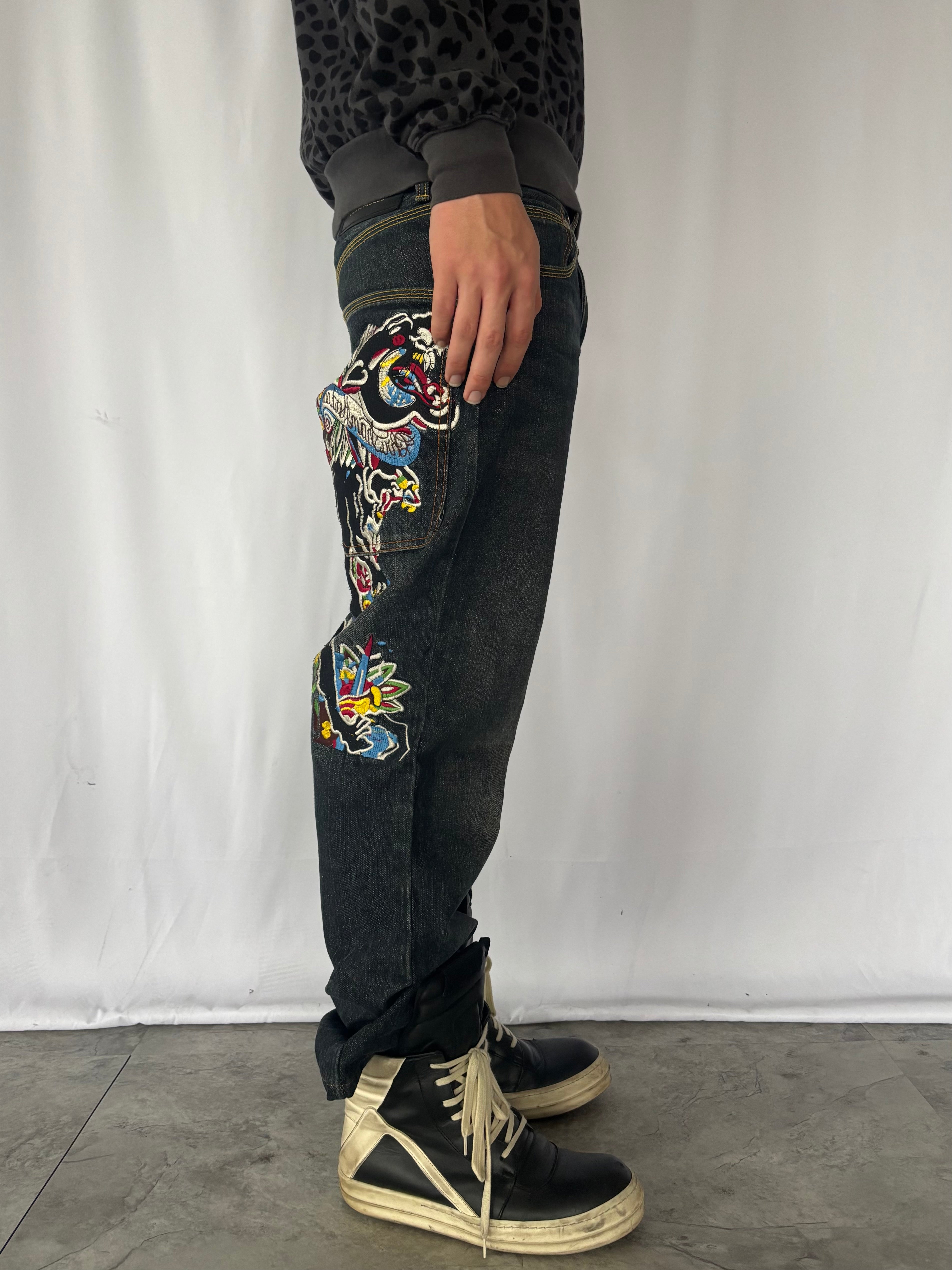 CHRISTIAN AUDIGIER embroidery denim pants