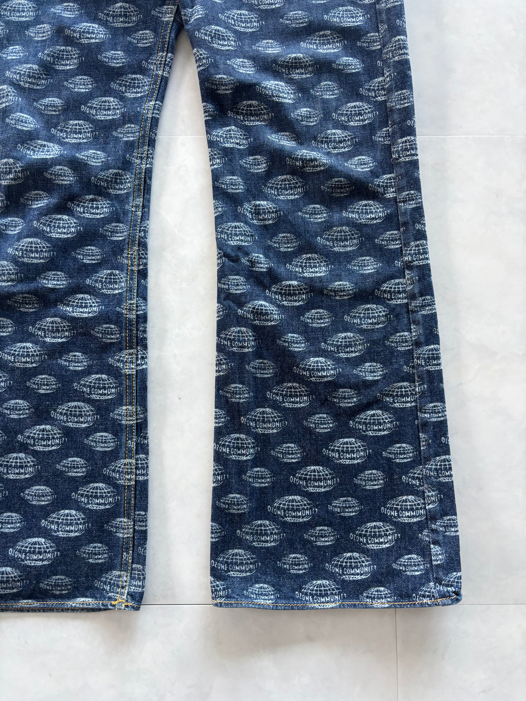 OZONE ROCK 2000s All Over Print Denim