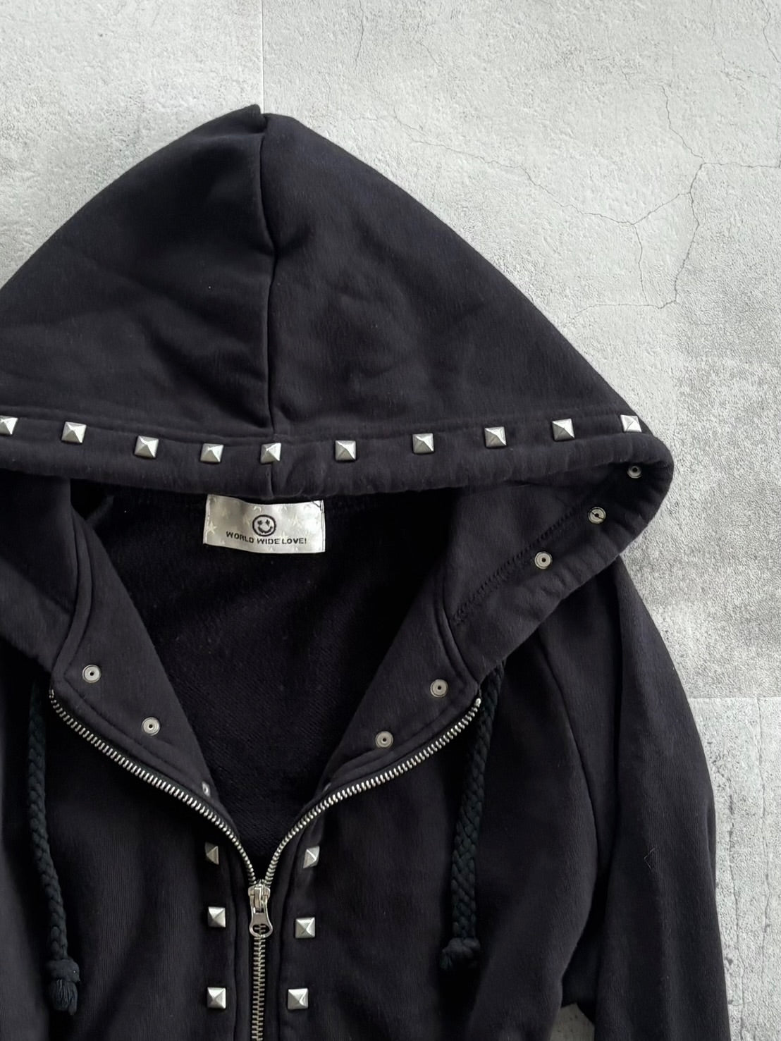 WORLD WIDE LOVE Full Stud Zip Hoodie