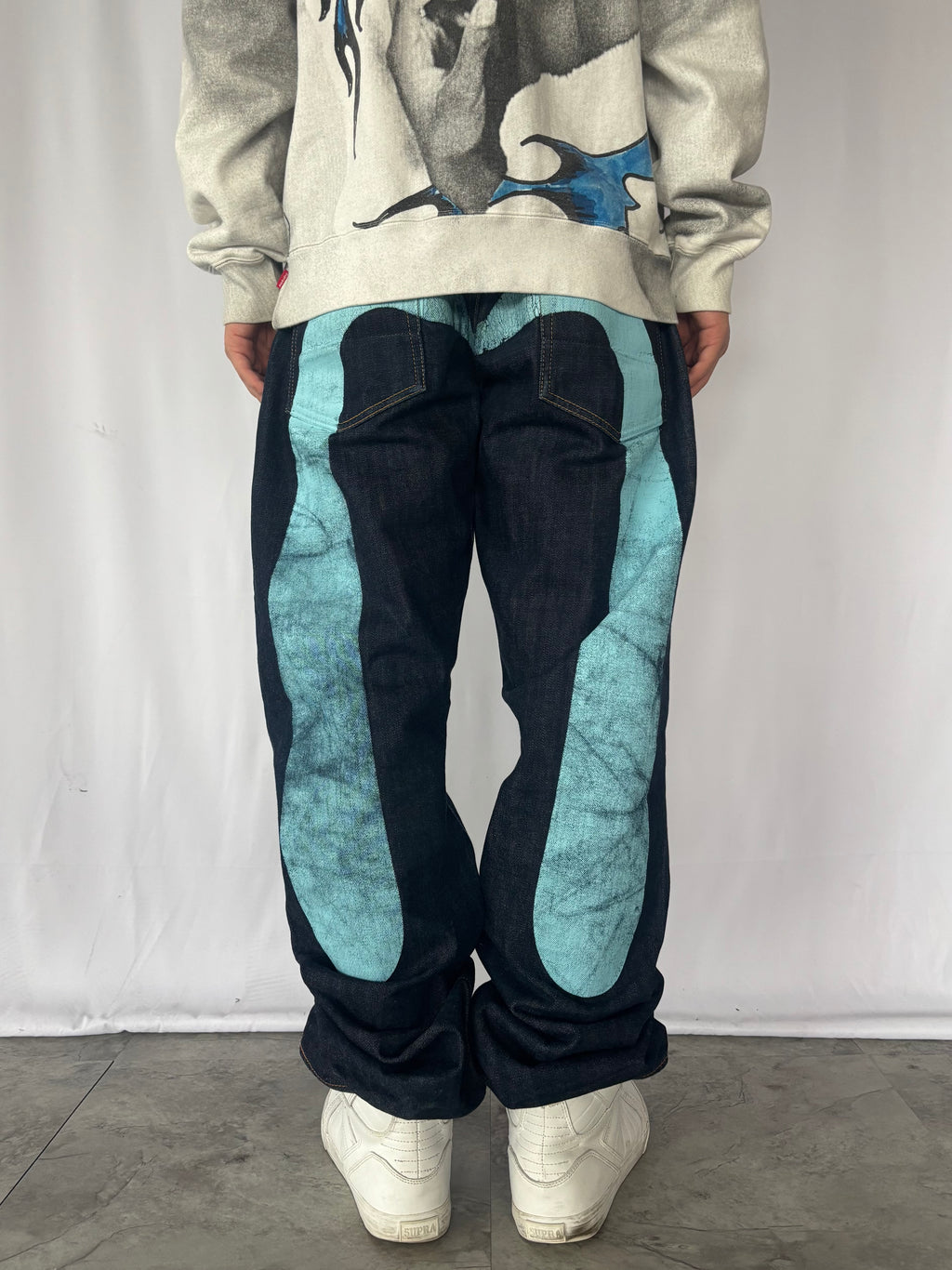 EVISU Big Kamome Painted Straight Jeans